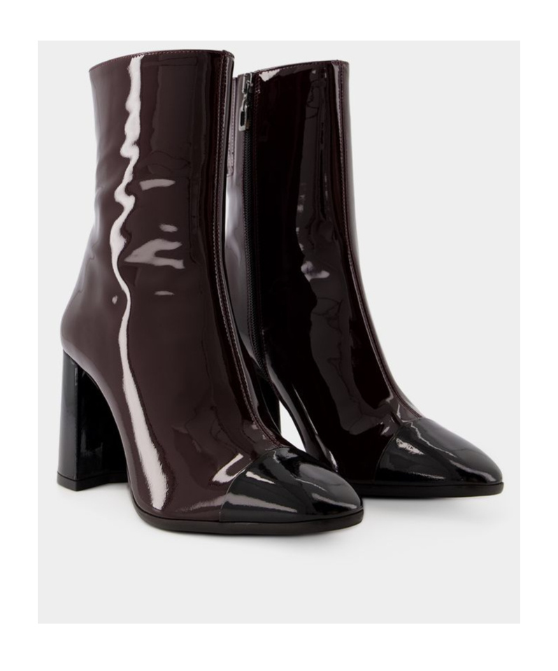 Carel Paris Patent Letaher Ankle Boots With Heel 8,5cm In Black