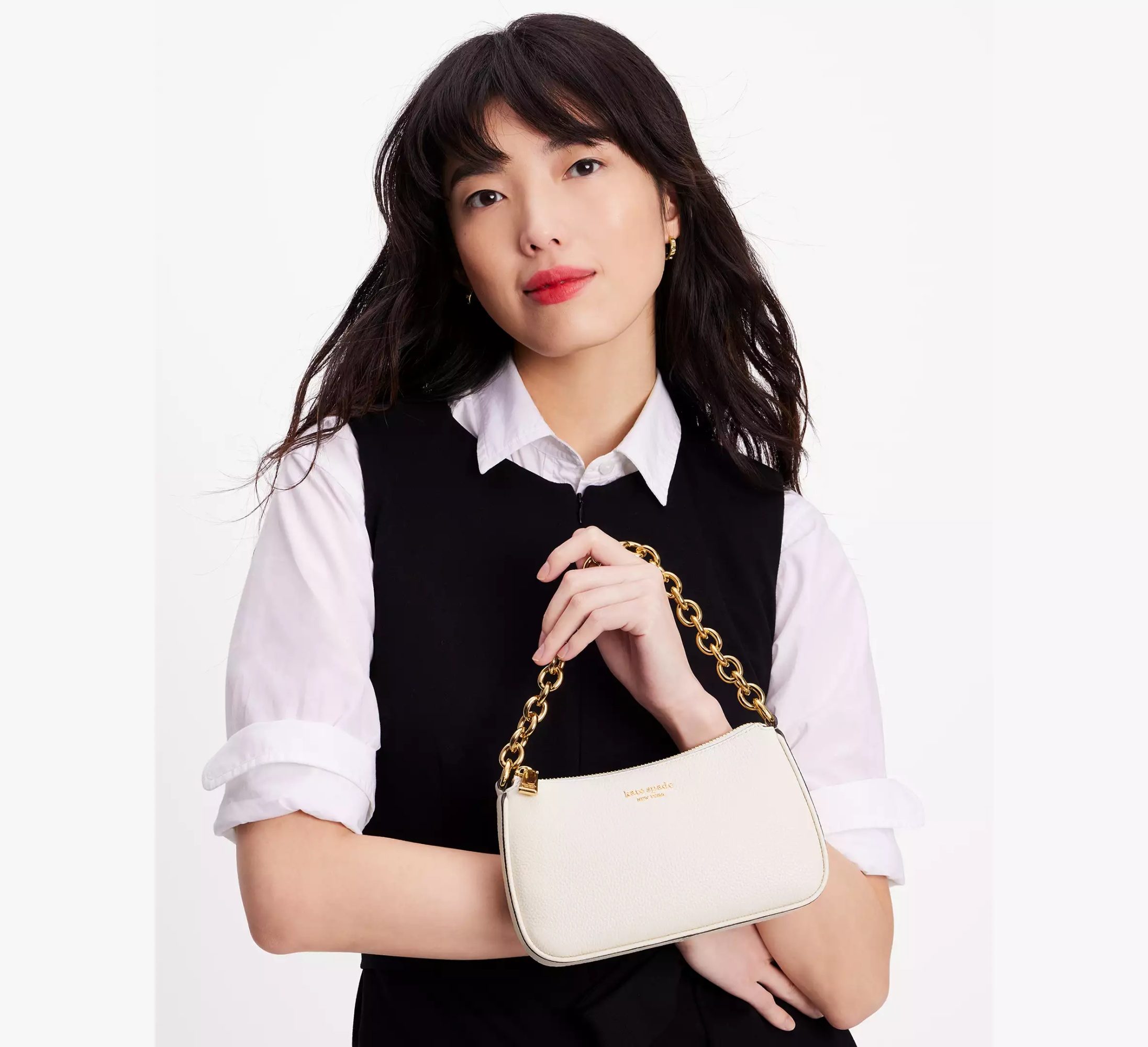 Kate Spade Jolie Small Leather Convertible Crossbody Bag In White