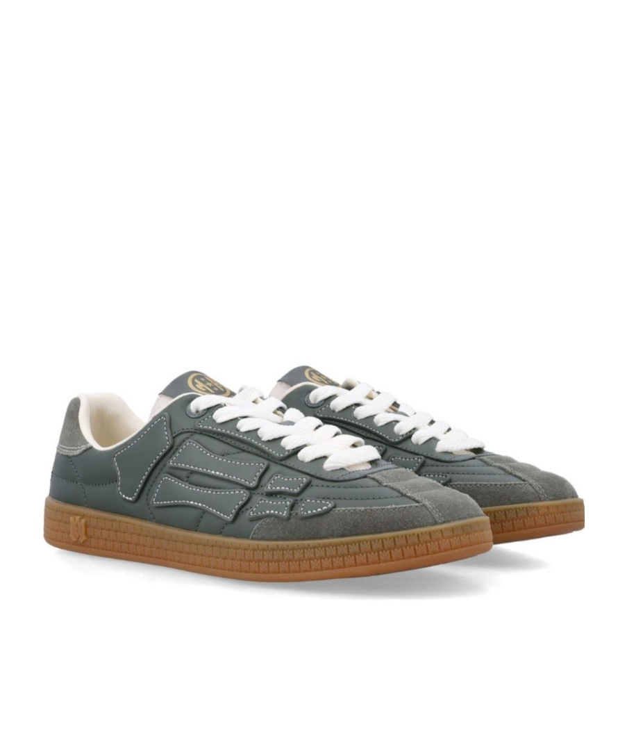 Amiri Pacific Bones Leather Sneakers In Gray