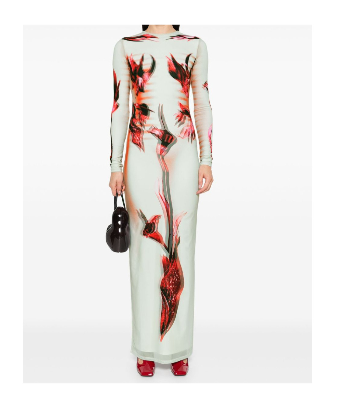 Shop Jean Paul Gaultier Double-layered Printed Maxi Dress In White