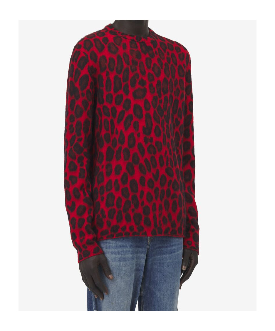 Alexander Mcqueen Wool-blend Leopard Print Sweater In Red