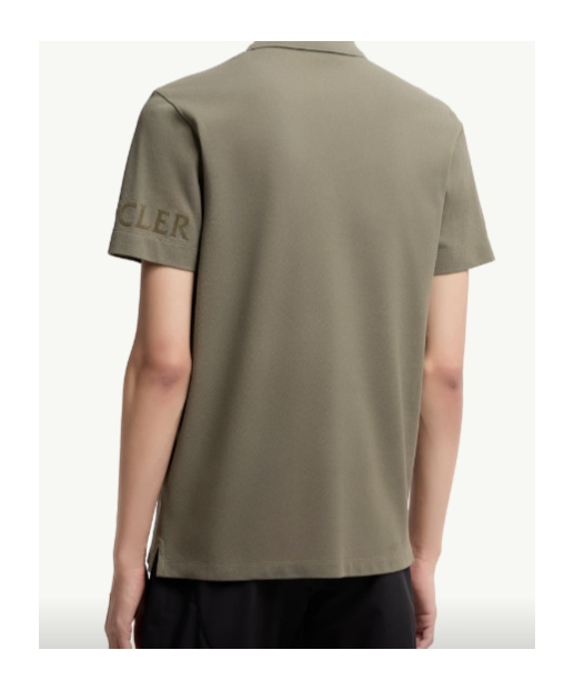 Moncler Logo Cotton Piquet Polo Shirt In Green
