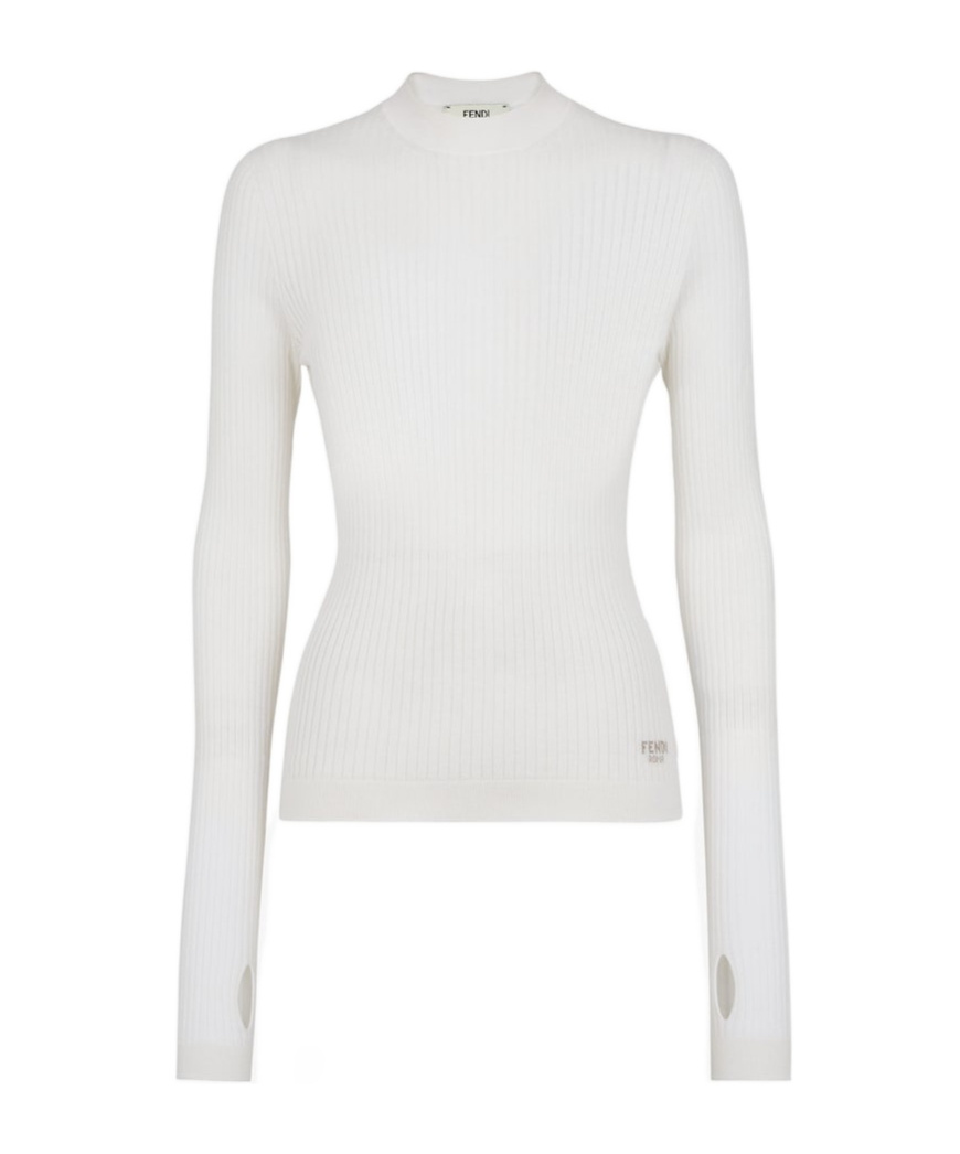 Fendi Round Neck Sweater In White