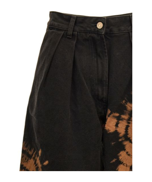 Alanui "desert Sands" High-rise Wide-leg Jeans In Black