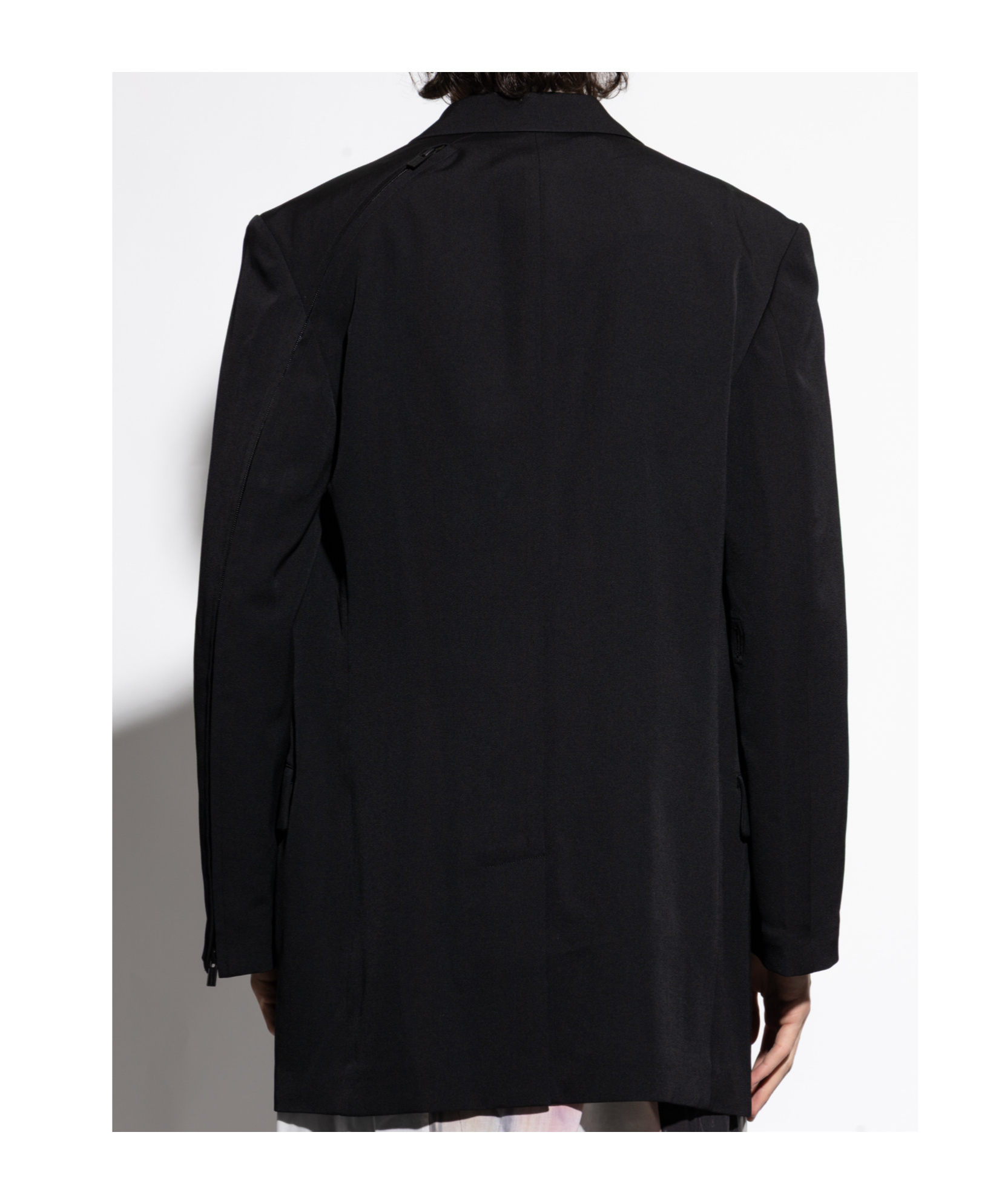 Shop Yohji Yamamoto Lapel Long-sleeved Suit Jacket In Black