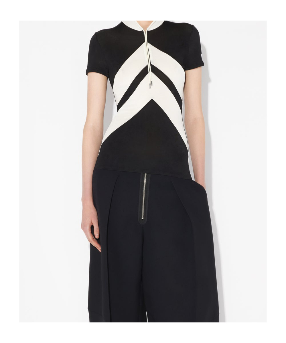 Shop Jean Paul Gaultier Chevron-patterned Hooded T-shirt In Black