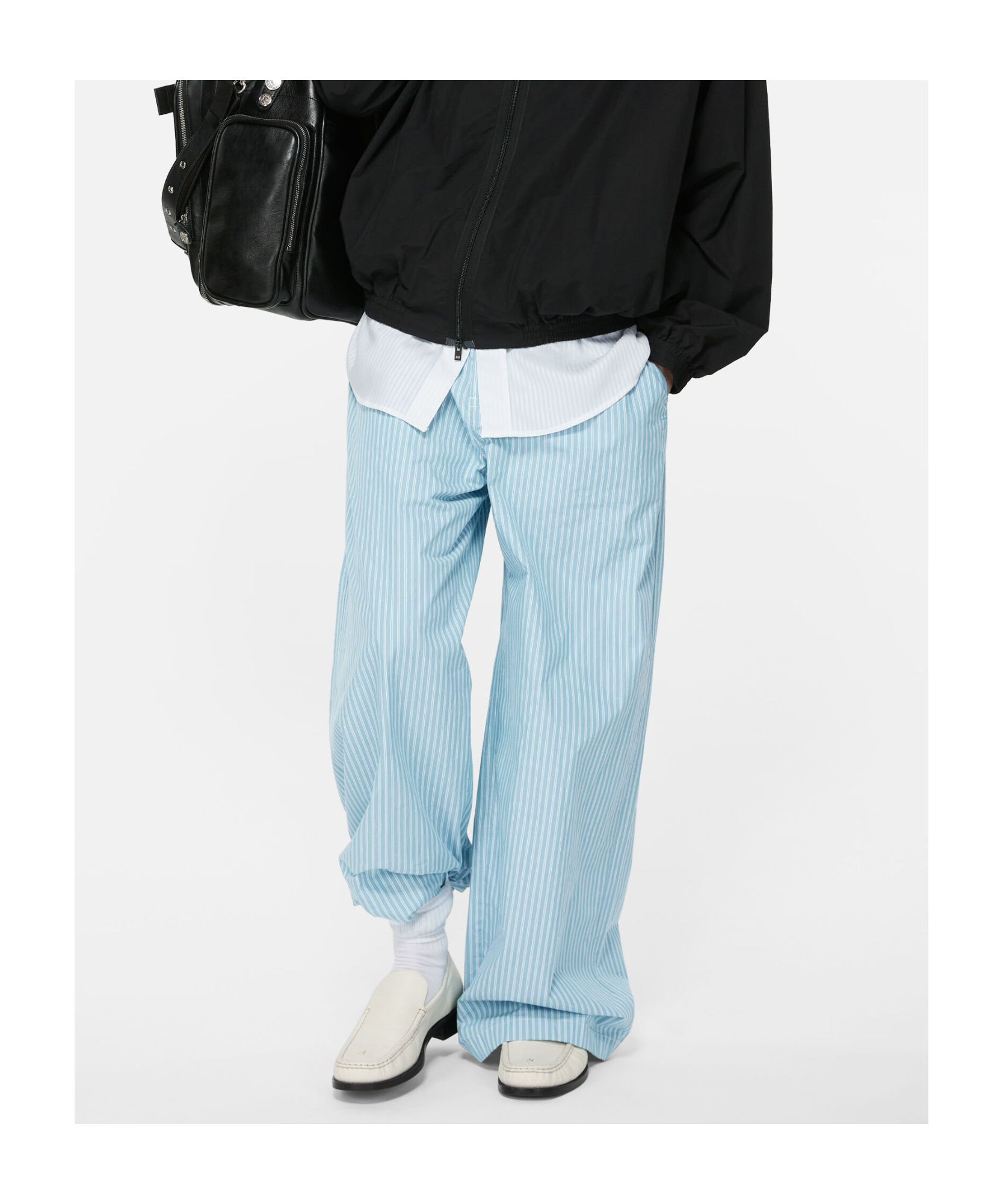 Acne Studios Striped Cotton Trousers In Blue