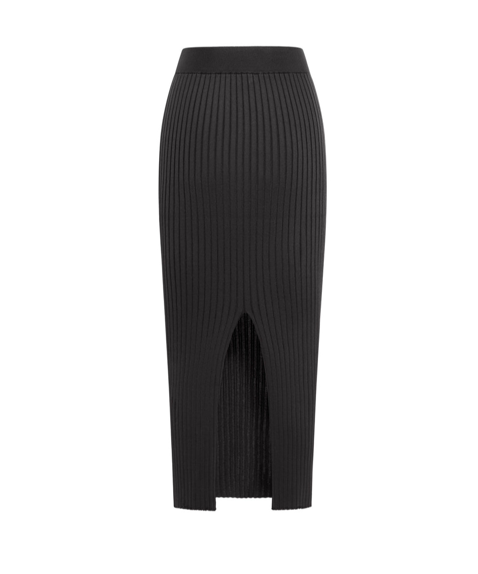 Jil Sander Snap-button Rib-knit Maxi Skirt In Black