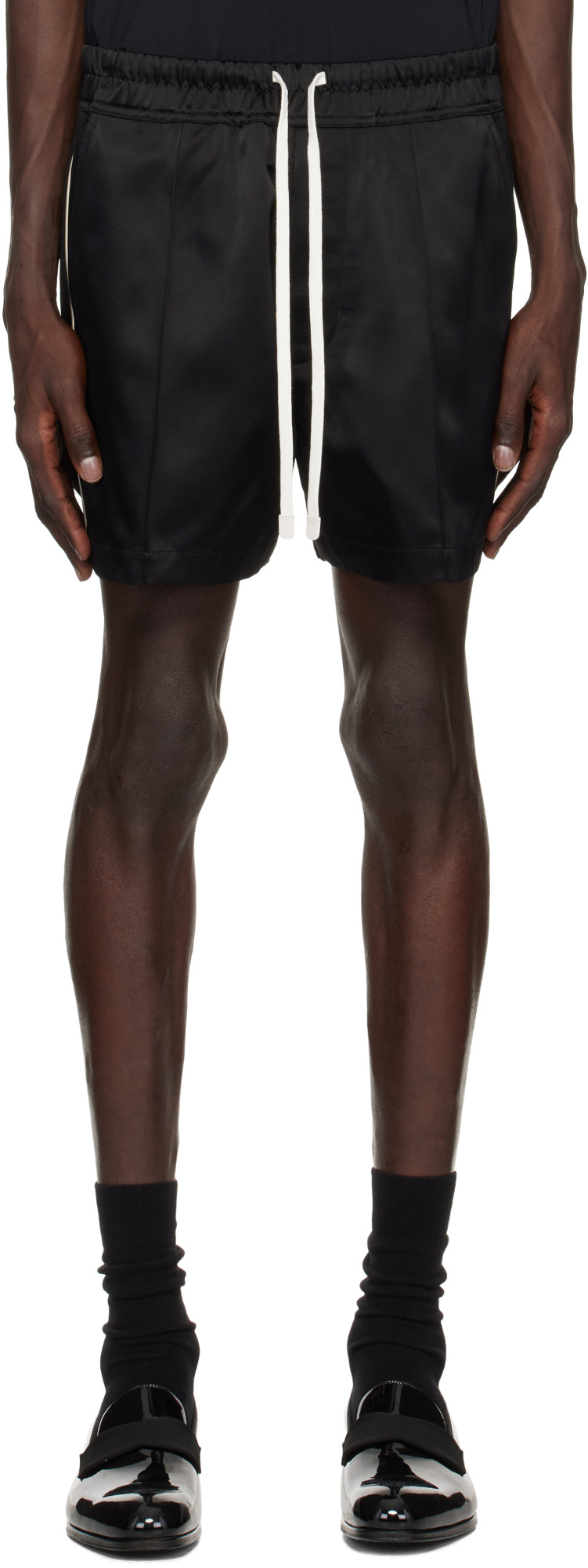 Tom Ford Satin Bermuda Shorts With Pockets And Elastic Waistband In Black