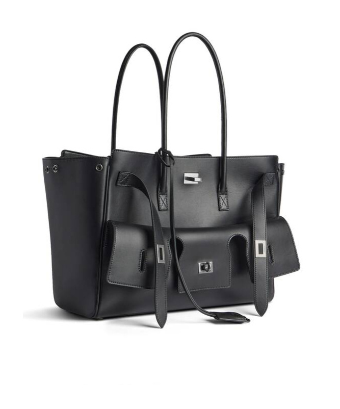 Balenciaga Medium Leather Bel Air Carry All Tote Bag In Black