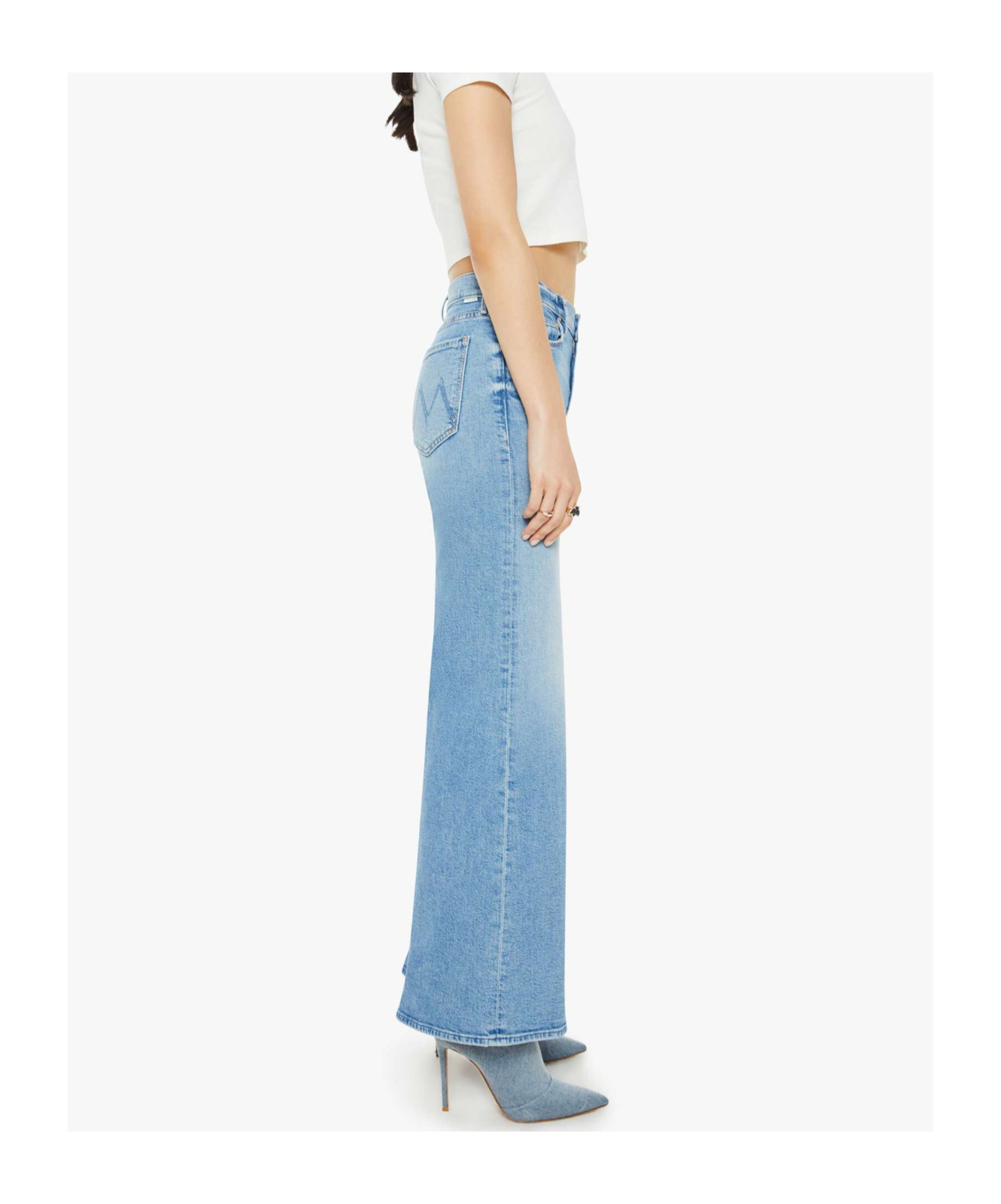 Mother Womens Horseback To Quarterback The Doozy Flared Straight-leg Mid-rise Stretch-denim Jeans In Blue