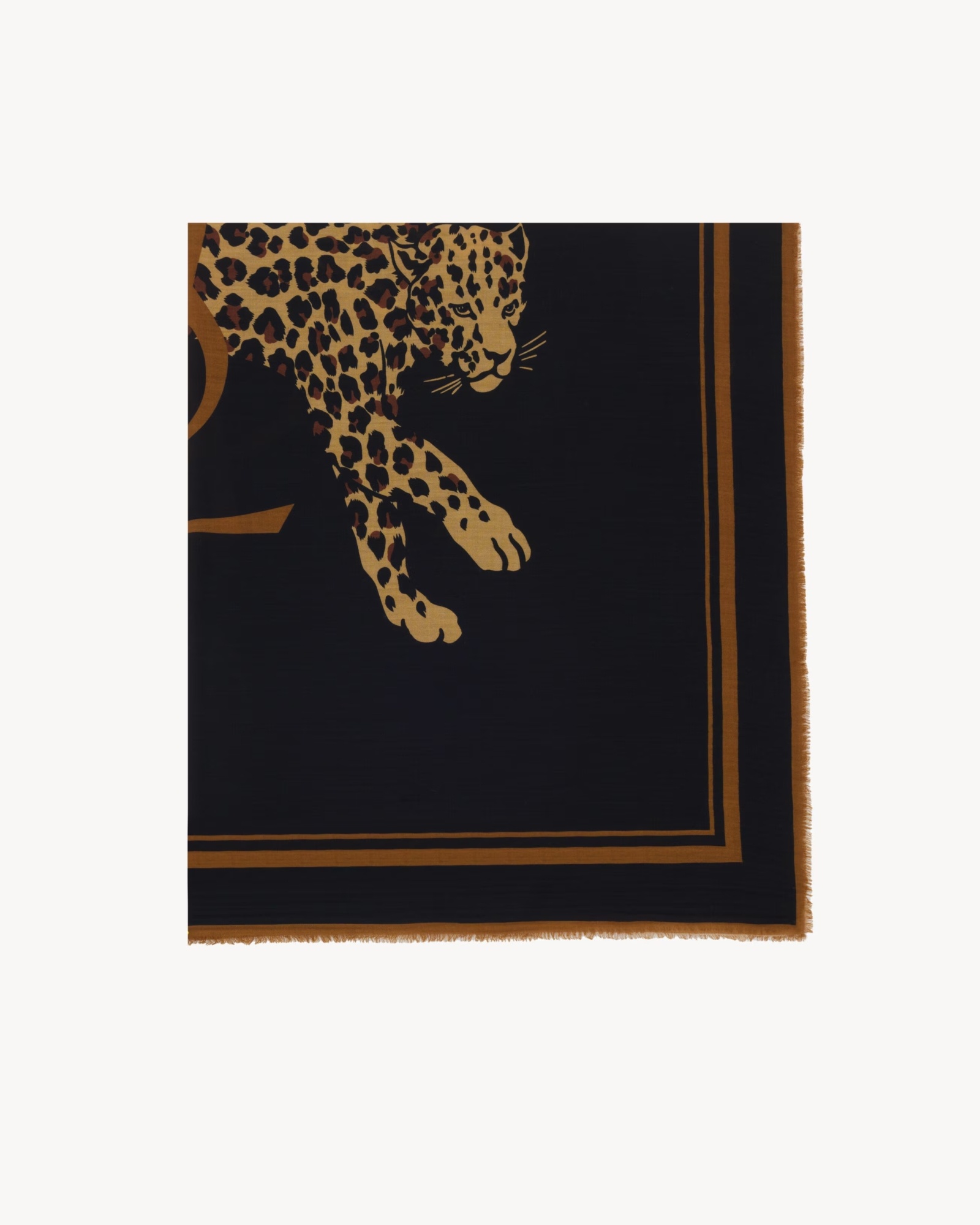 Saint Laurent Cassandre Large Square Scarf In Wool Twill In Black