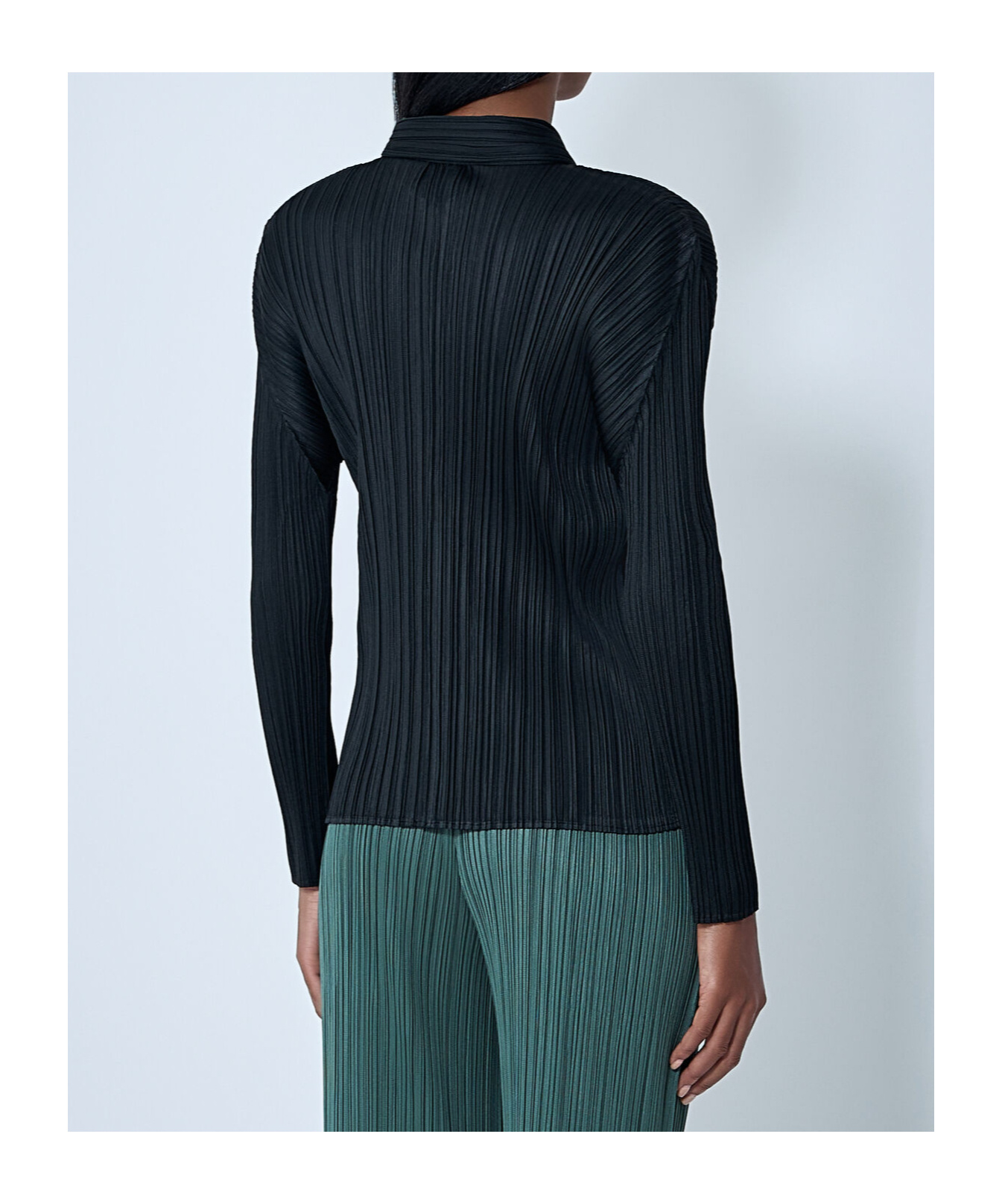 Issey Miyake Basics Pleated Long-sleeve Shirt In Black