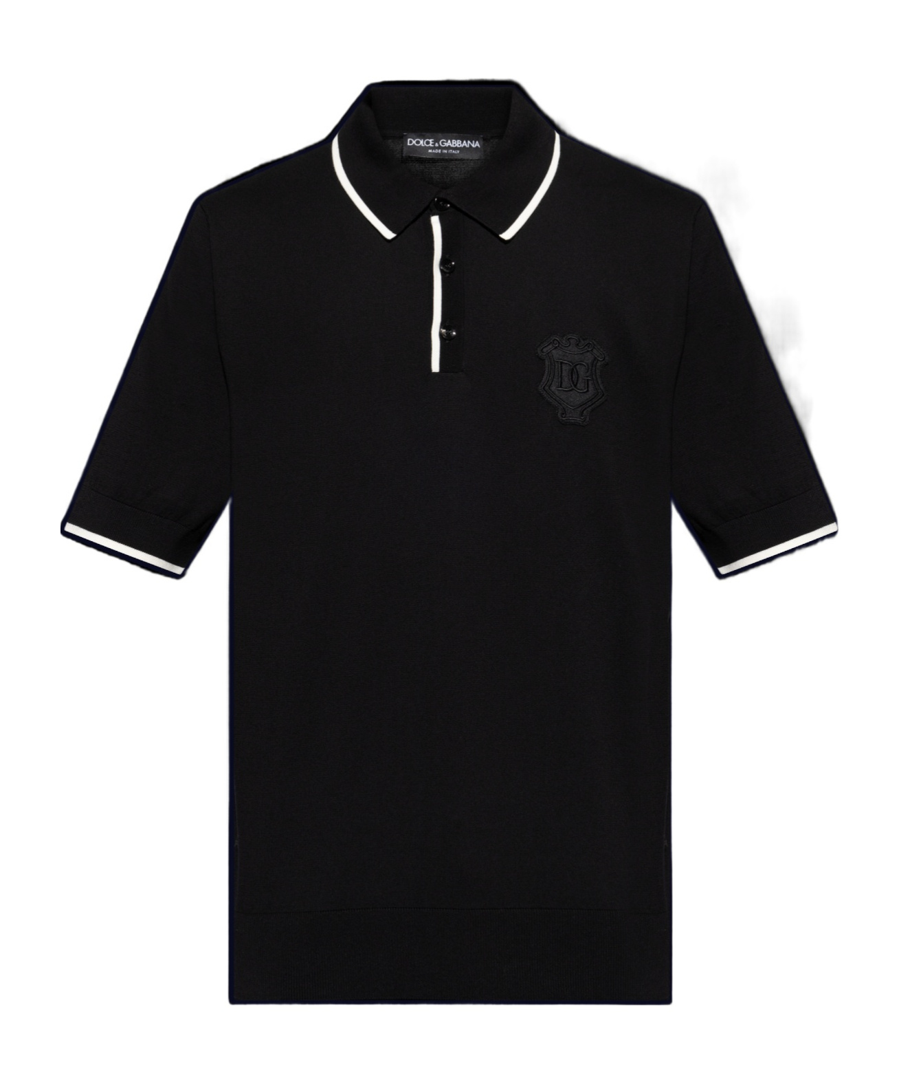 Dolce & Gabbana Heraldic Dg Logo Patch Polo T-shirt In Black