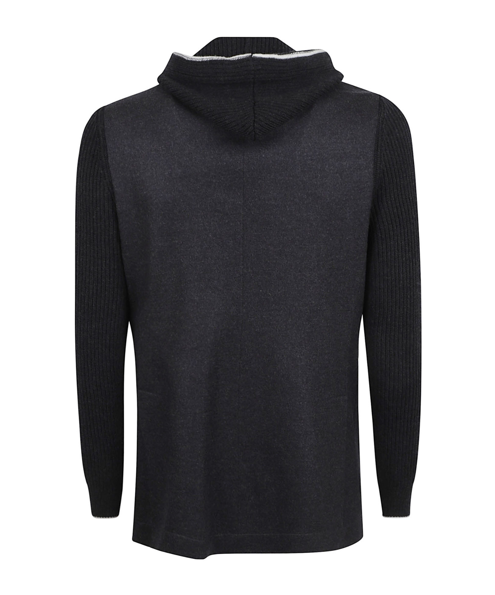 Eleventy Hooded Blazer With Ribbed Sleeves And Pockets In Black