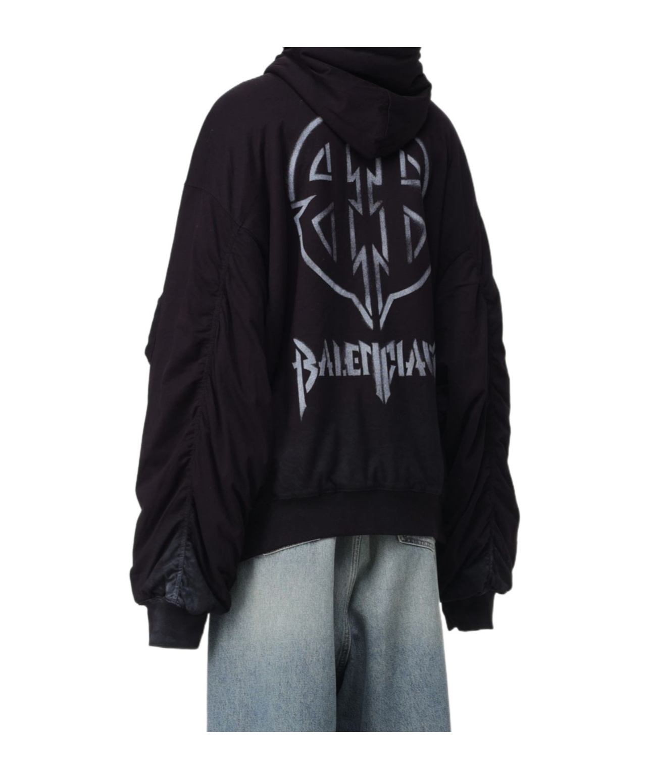 Balenciaga Front Pocket Oversize Cotton Sweatshirt In Black