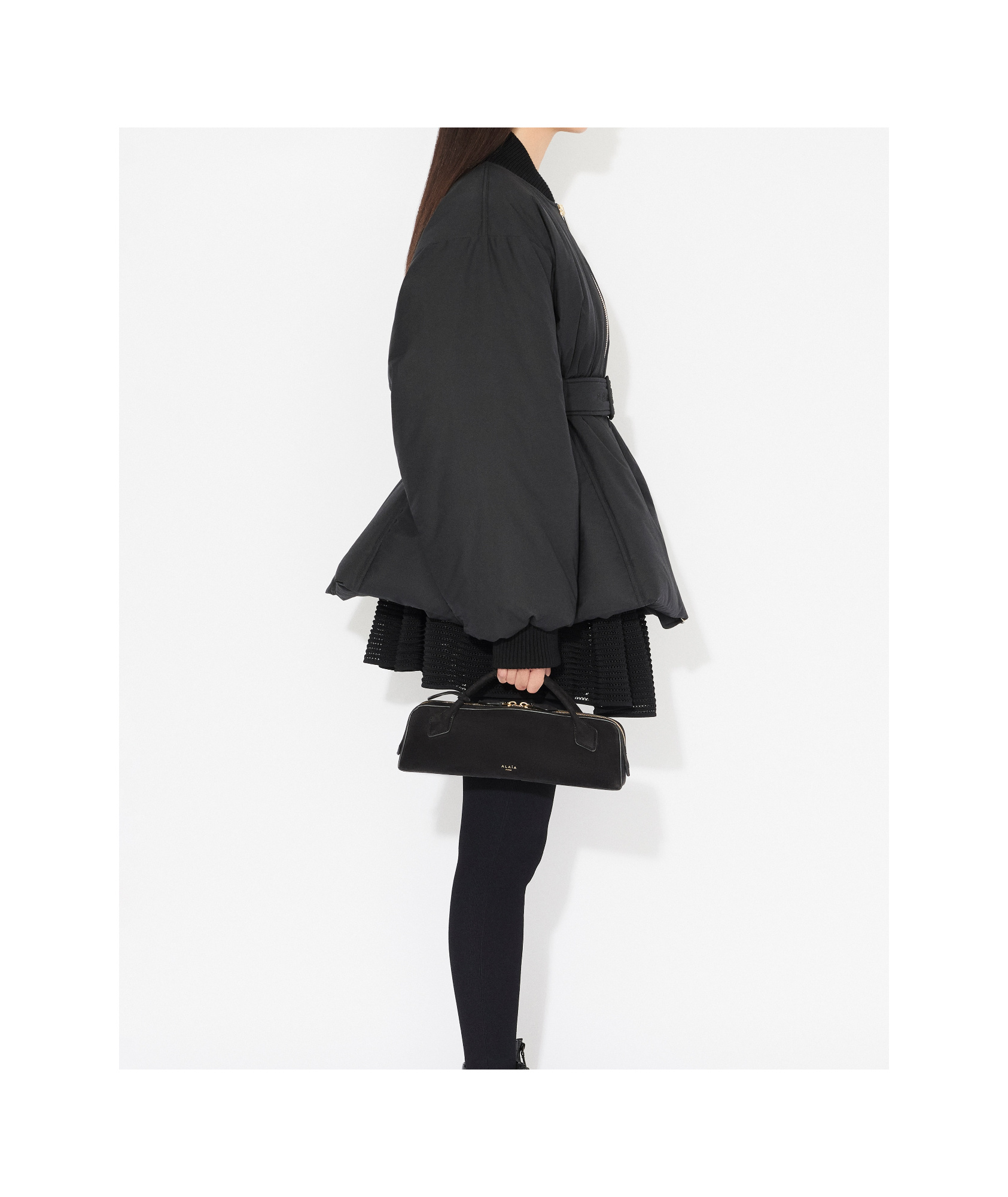Shop Alaïa Belted Bomber Jacket In Black