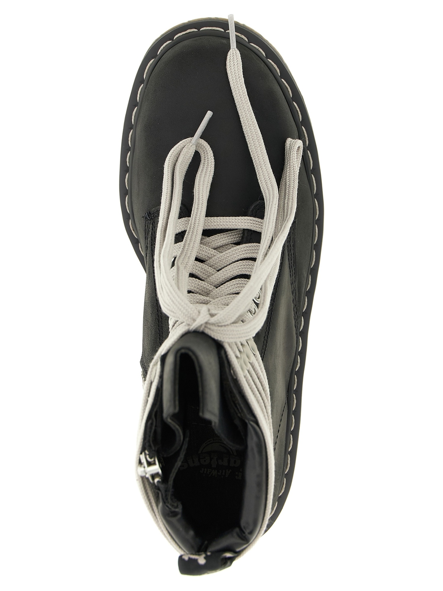 Rick Owens X Dr. Martens Quad Sole Steel Toe Lace- Up Boots In Black