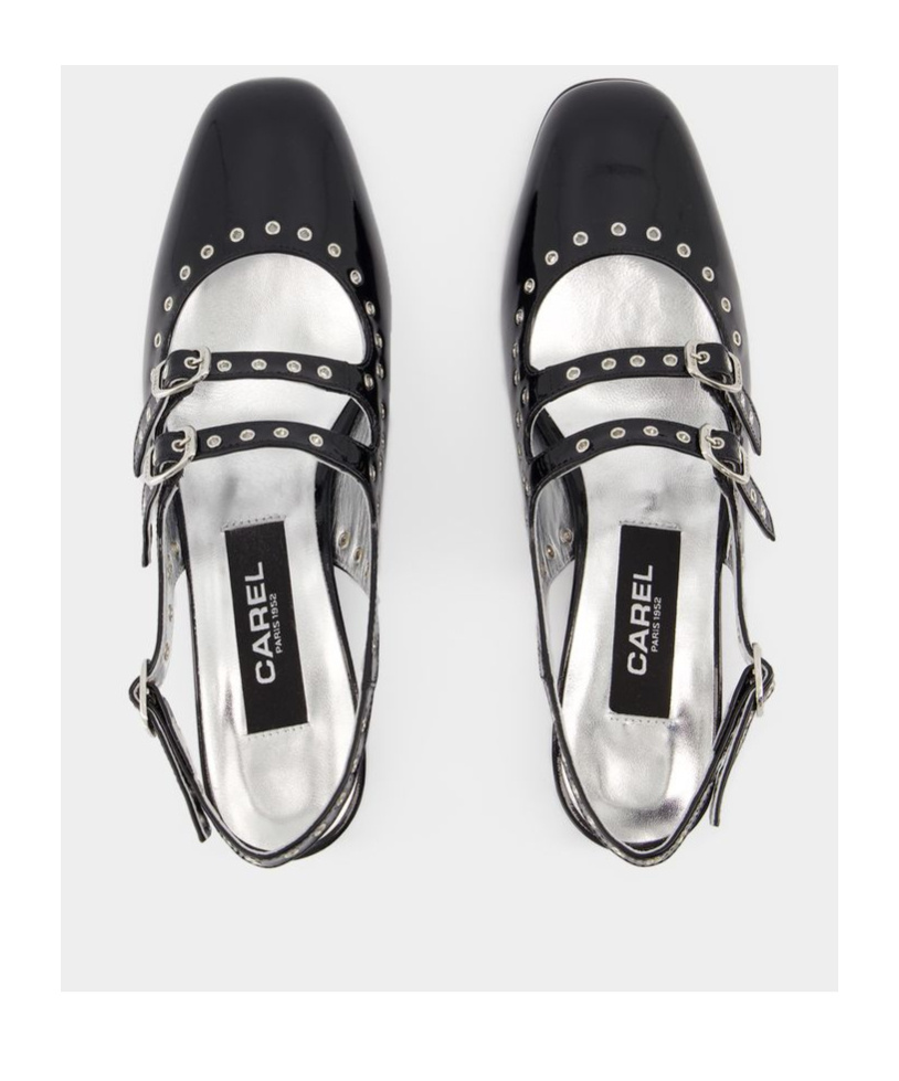 Shop Carel Paris Square-headed Flat Sandals In Black
