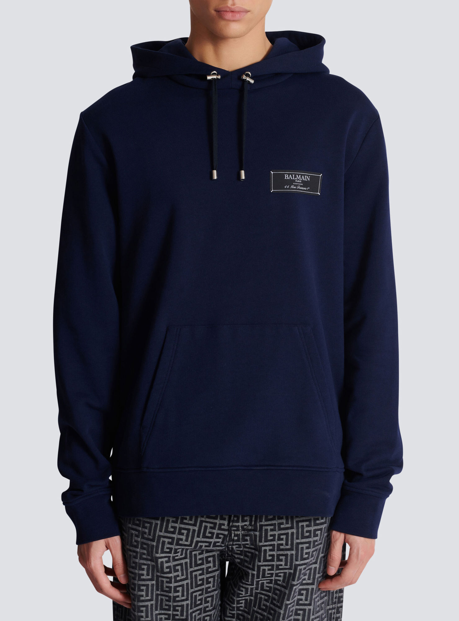 Balmain Hoodie Label Adjustable Hood In Black