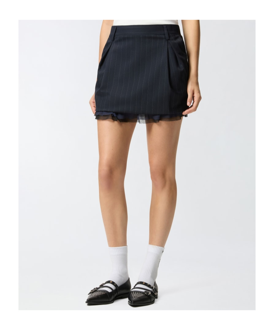 Pinko Hamburger Pinstripe-detail Mini Skirt In Blue