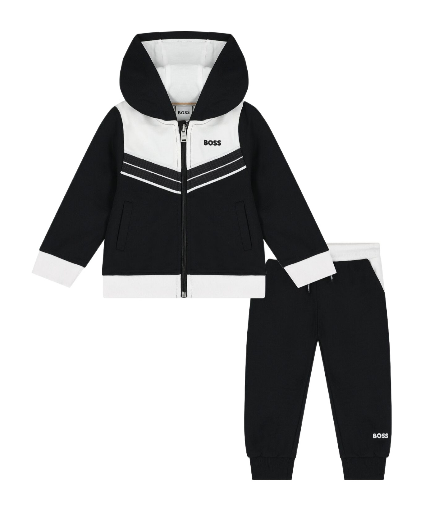 Hugo Boss Logo-print Cotton-blend Tracksuit In Black