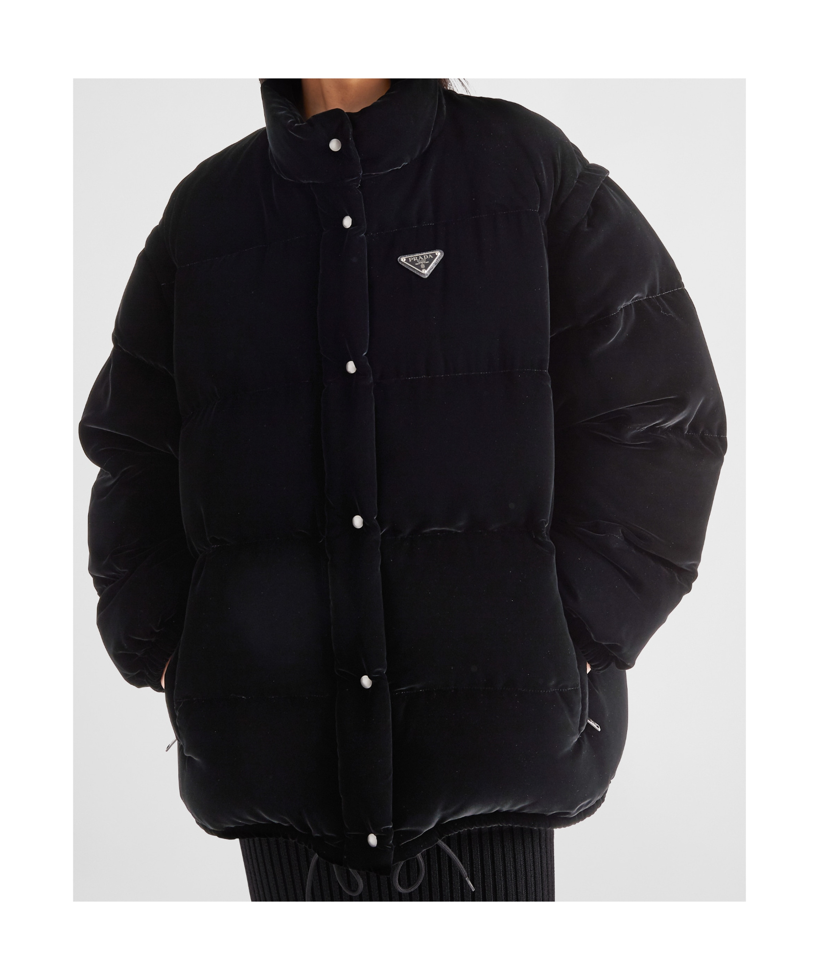 PRADA CONVERTIBLE VELVET DOWN JACKET