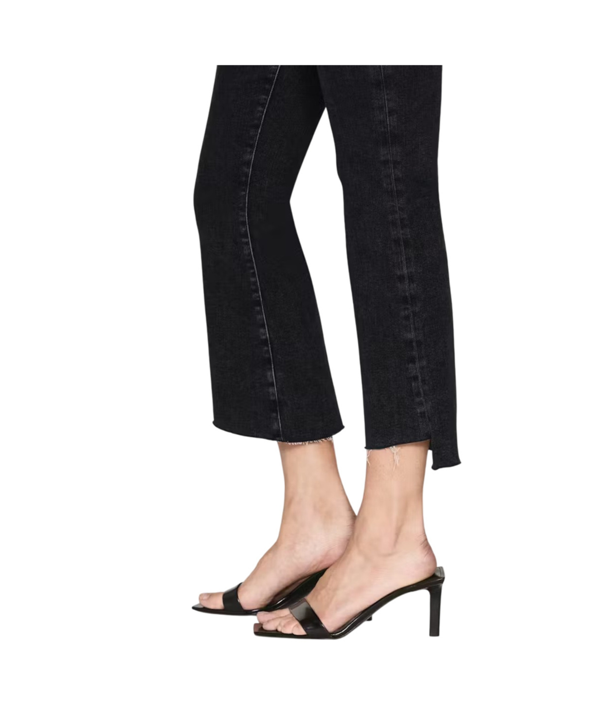 Frame Le Crop Mini Boot Stagger Raw Hem Crop Bootcut Jeans In Black