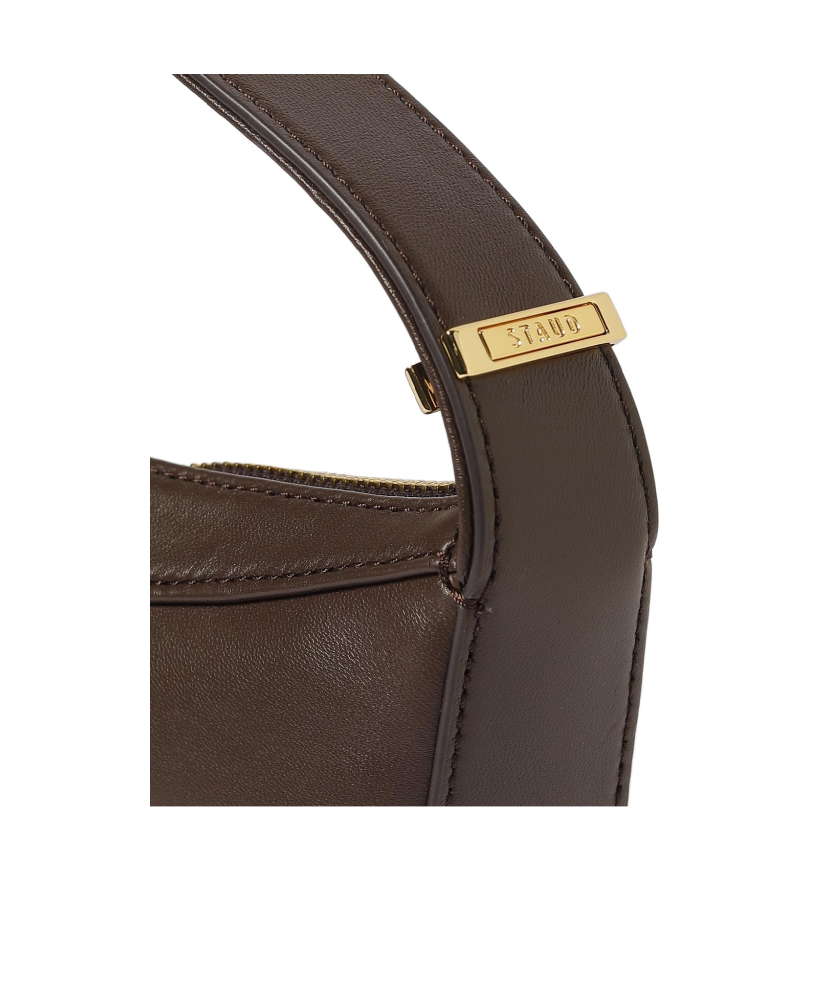 Staud Demy Leather Shoulder Bag With Adjustable Strap In Brown