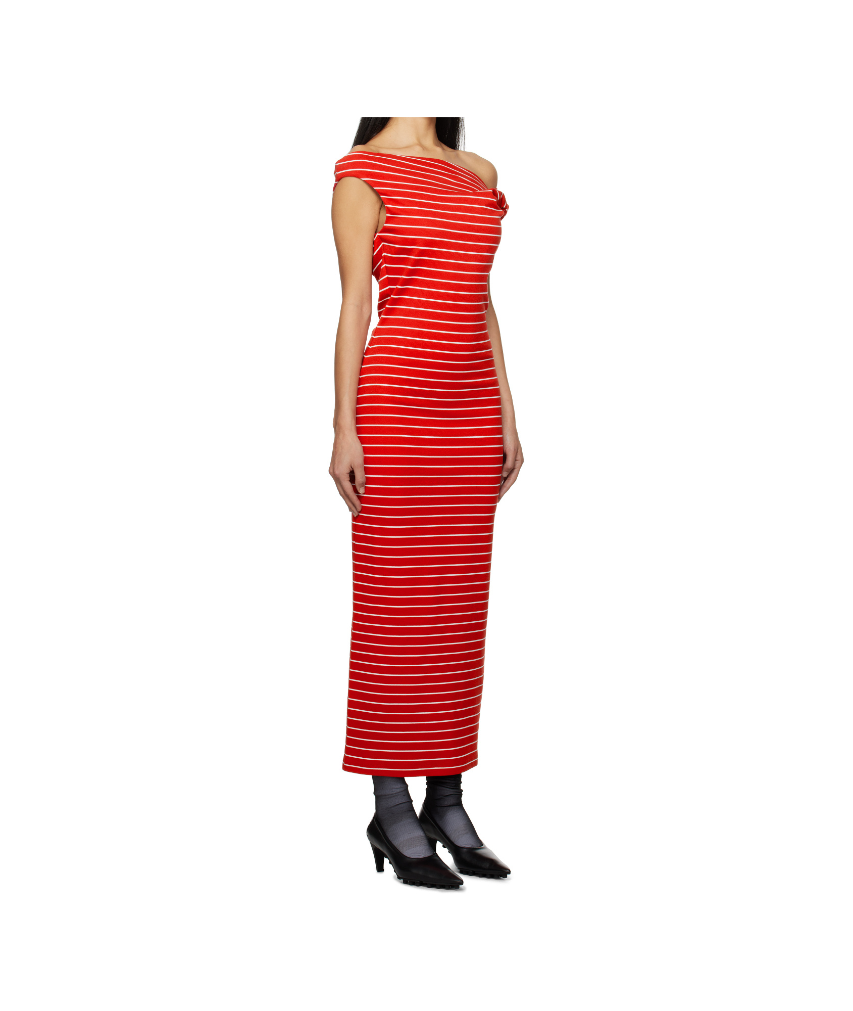 Msgm Striped Midi Dress In Multi