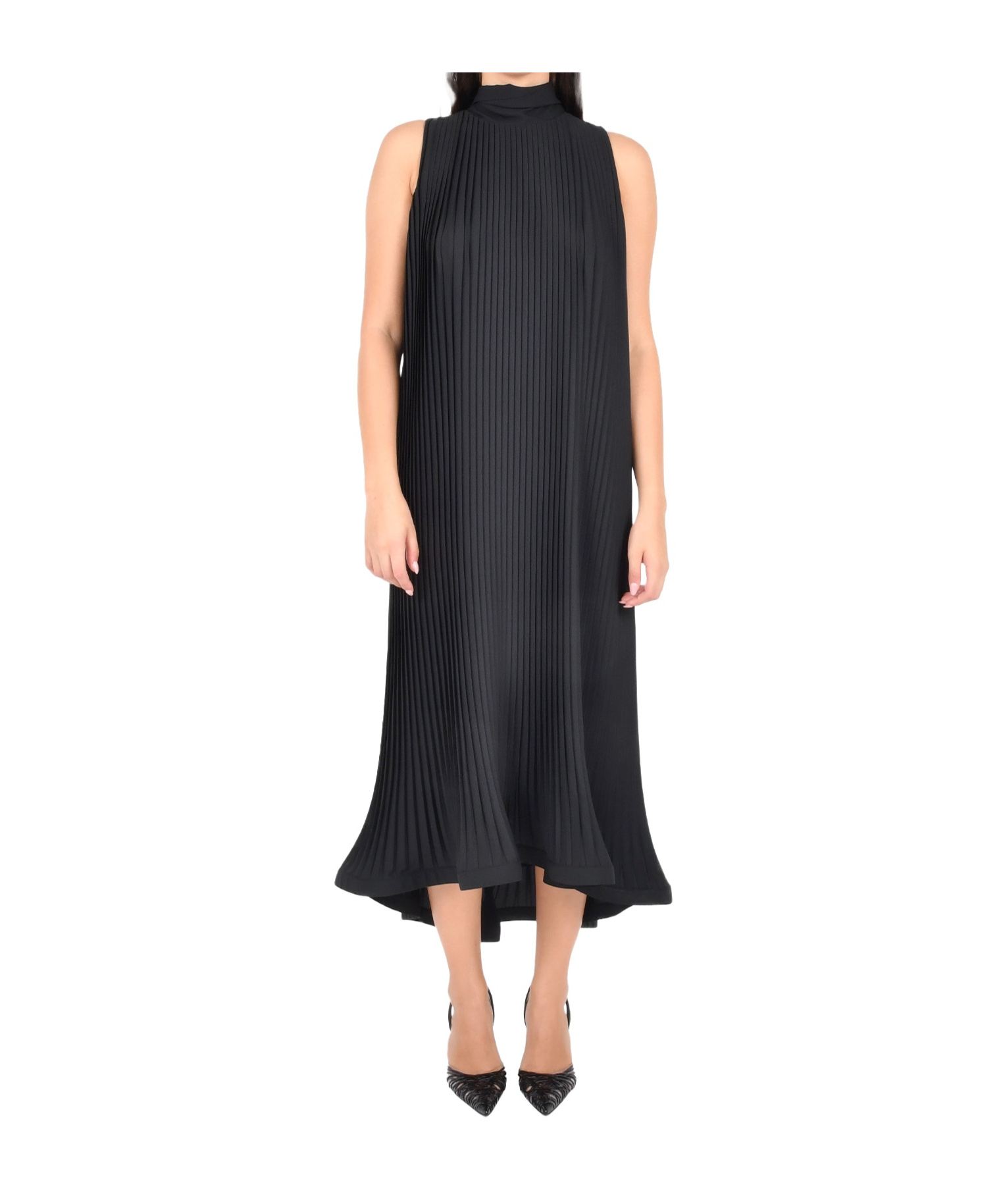 P.a.r.o.s.h Pleated Tie Dress In Black
