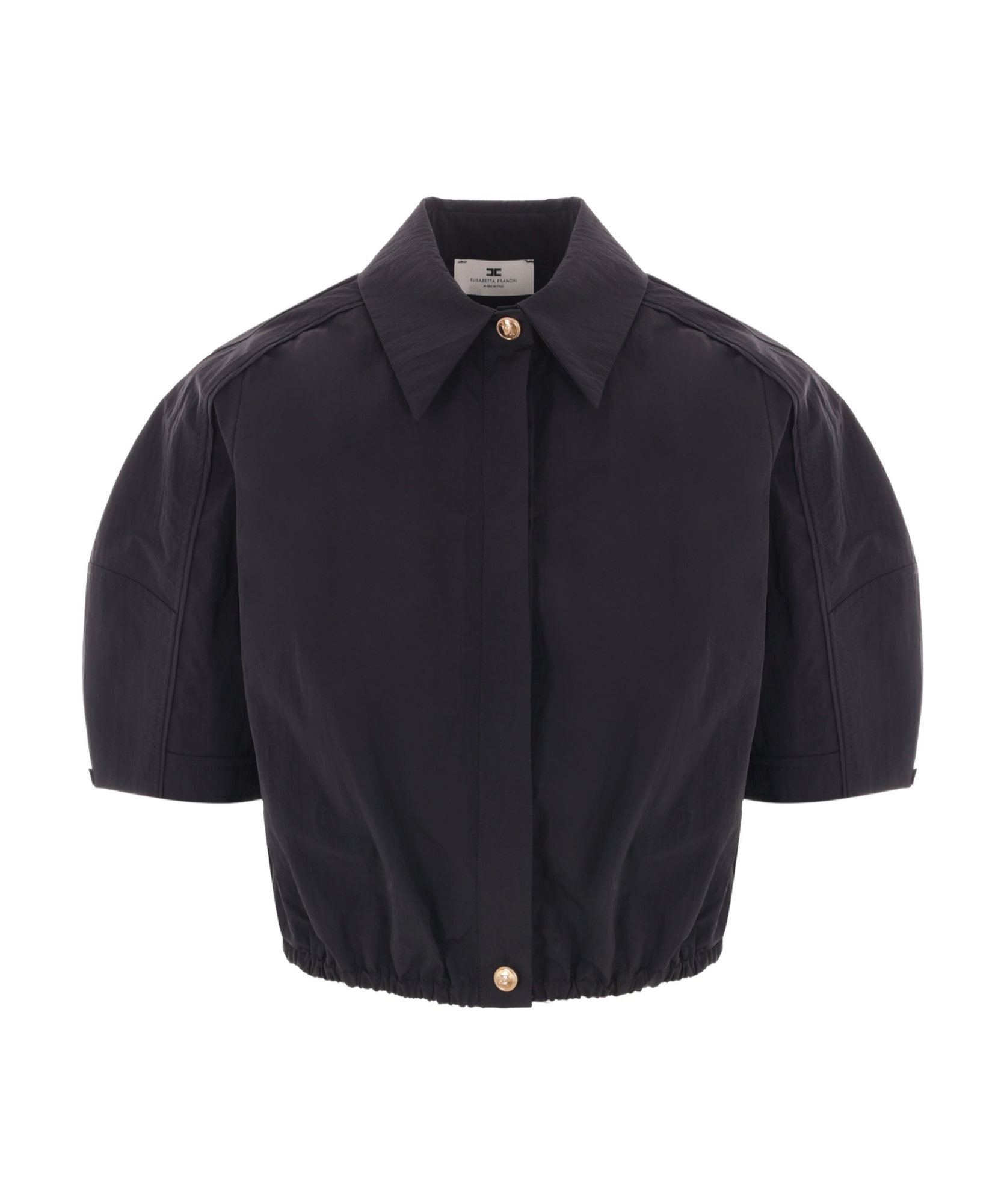 Elisabetta Franchi Collared Cropped Shirt Structured Shoulders In Black