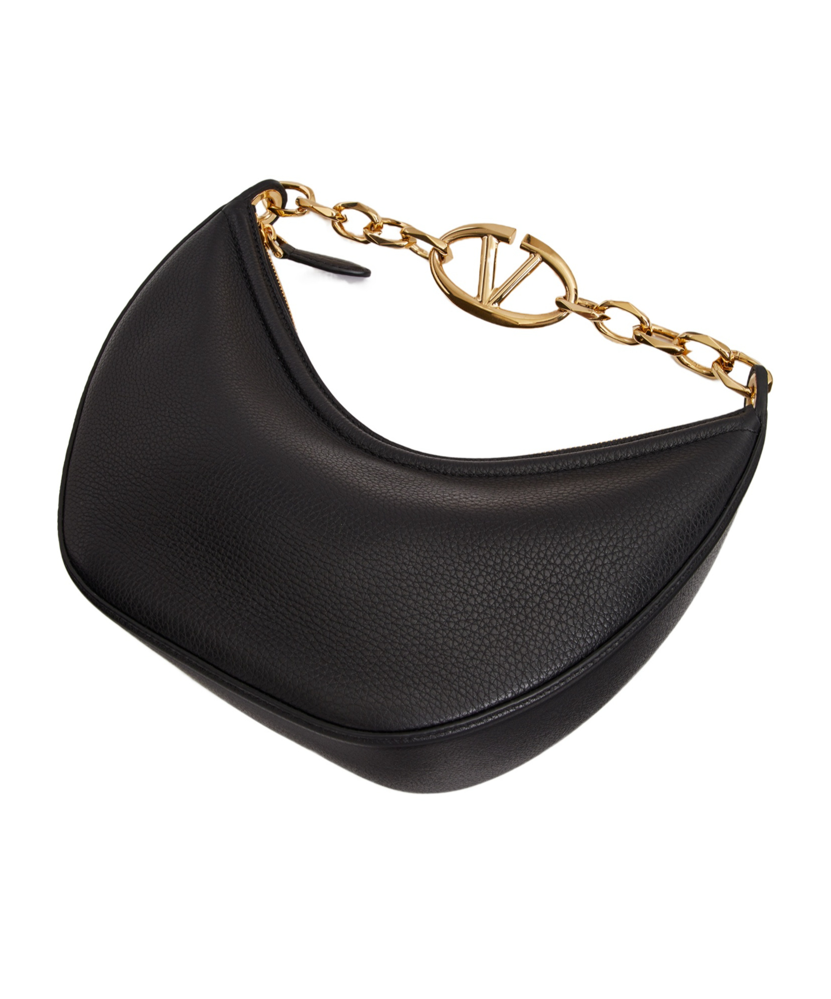 Valentino Small Vlogo Moon Leather Shoulder Bag In Black
