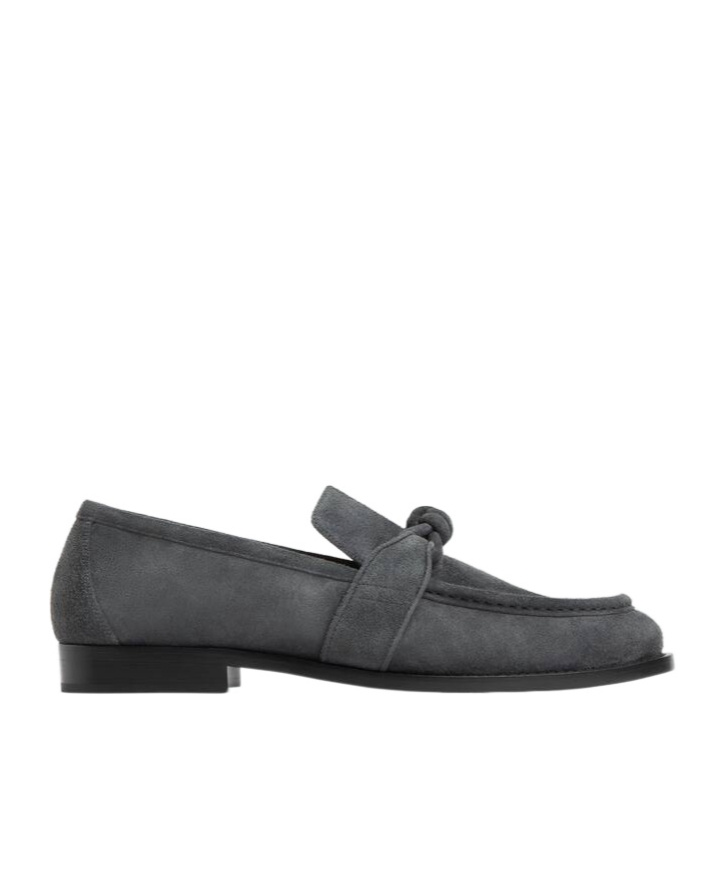 Bottega Veneta Knot Detail Round Toe Textured Leather Loafers In Animal Print