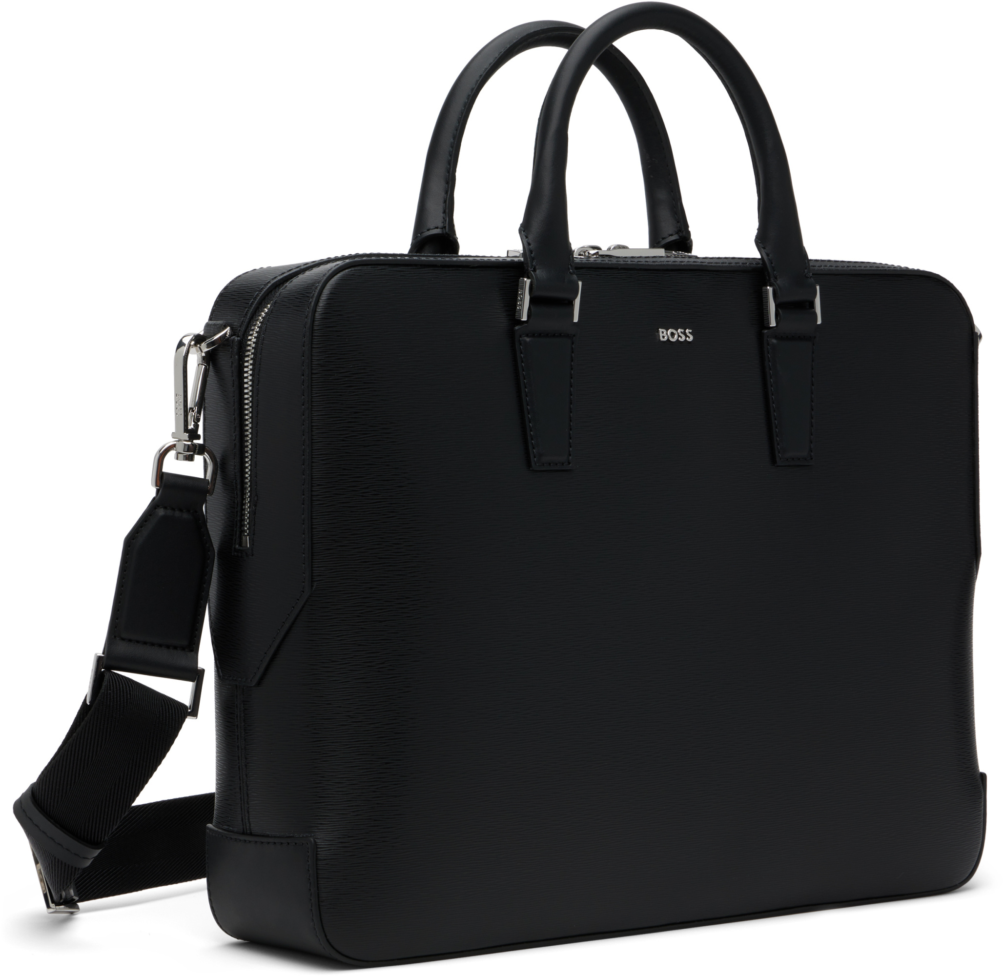 Hugo Boss Zipper Briefcase In Black