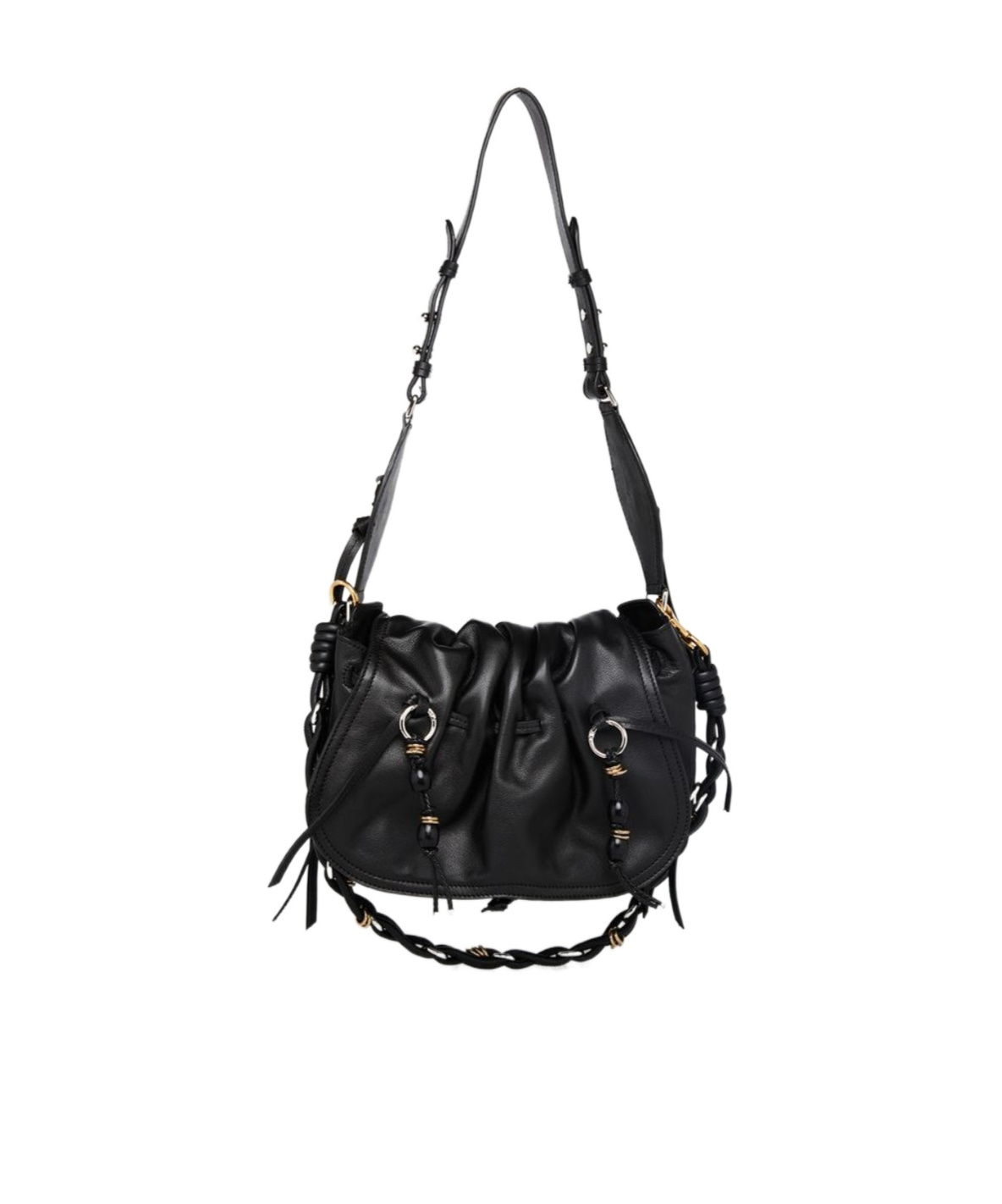 Isabel Marant Pleated-detail Drawstring Shoulder Bag In Black