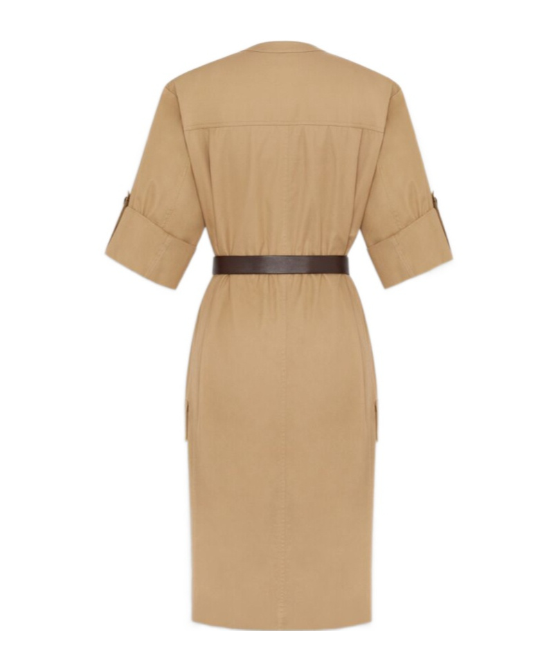 Shop Saint Laurent Dress In Cotton Twill In Nude