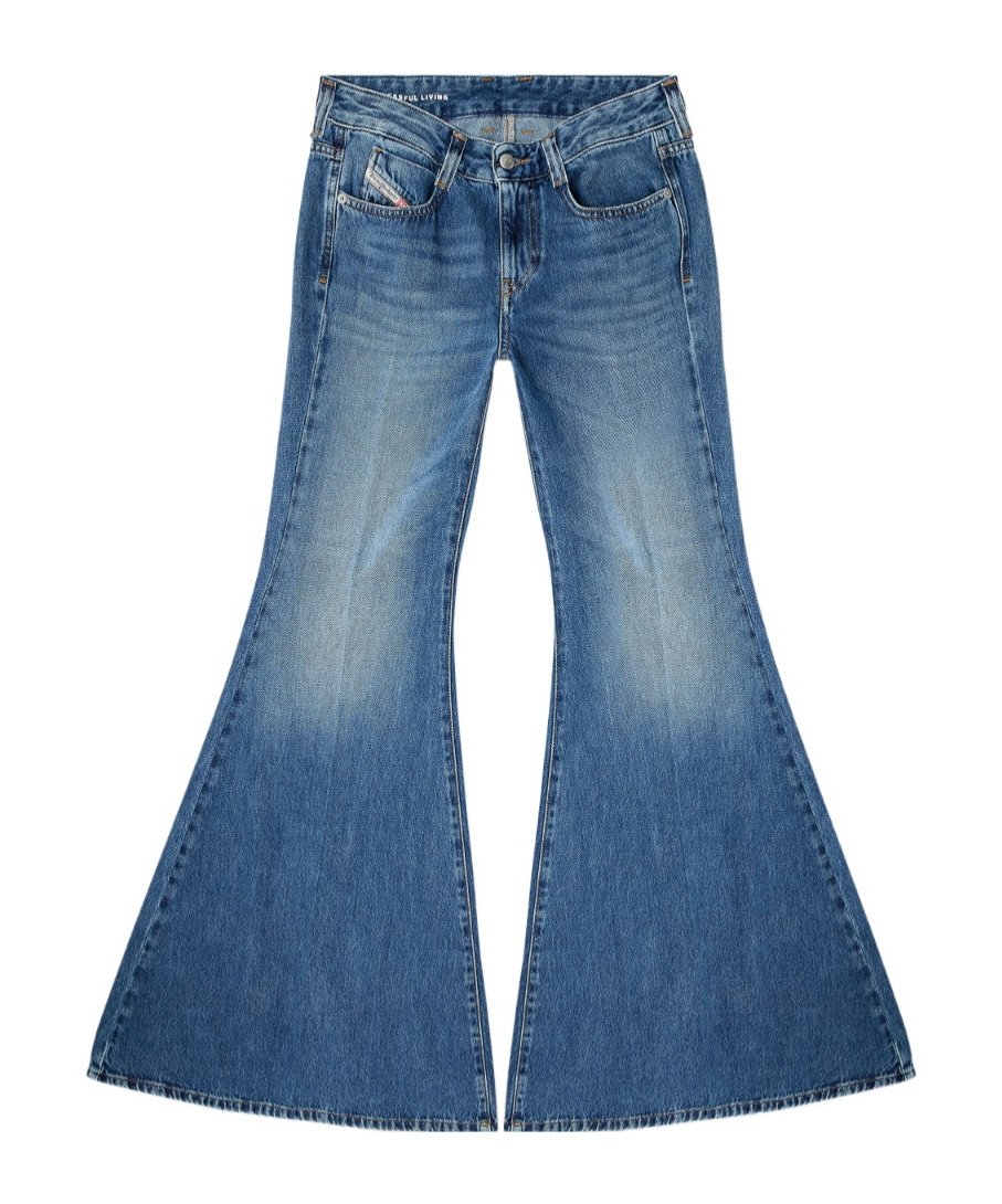 Diesel Straight Flared Trousers Belt Loops In Blue