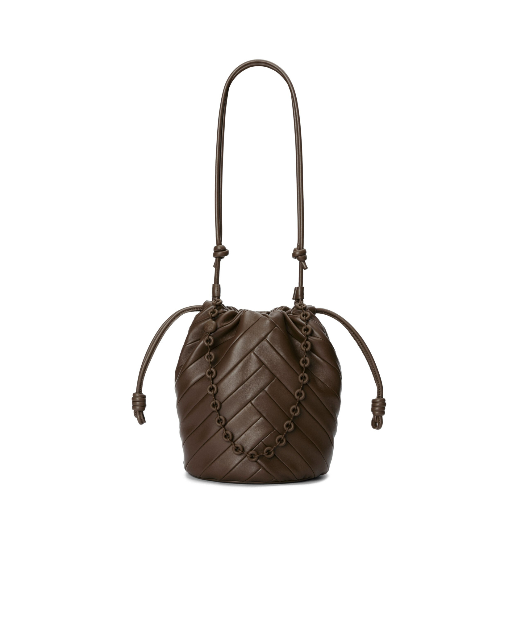 Loewe Womens Chocolate Flamenco Purse Leather Bucket Bag In Green