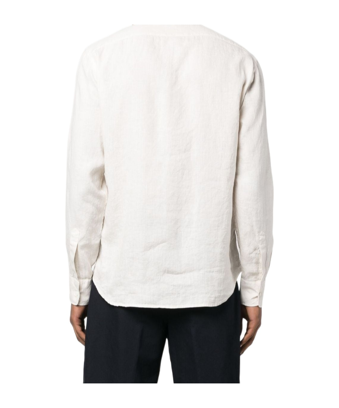 Shop Aspesi Long-sleeve Linen Shirt In White