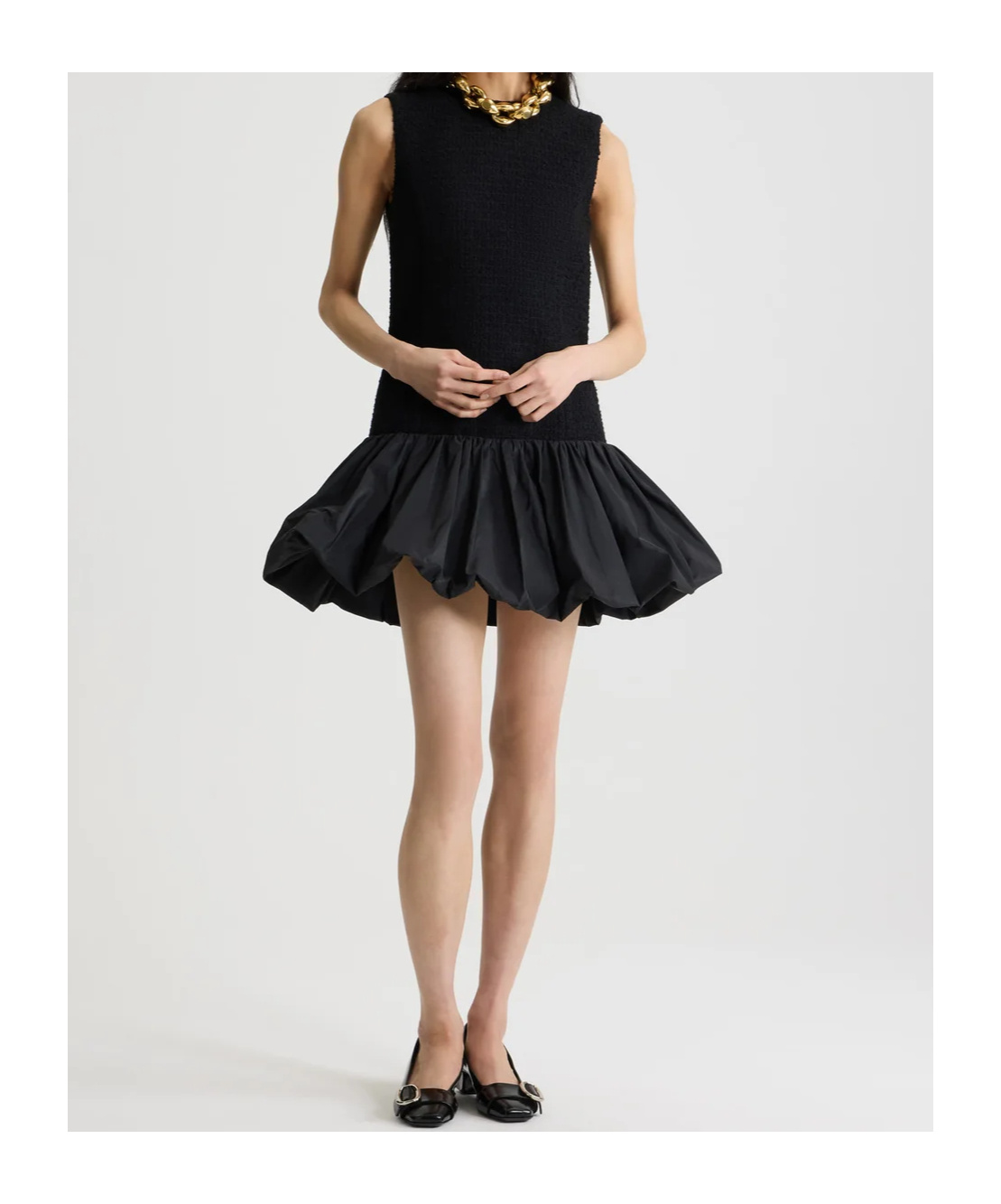 Patou Wool Blend Dress With Ruffles In Black