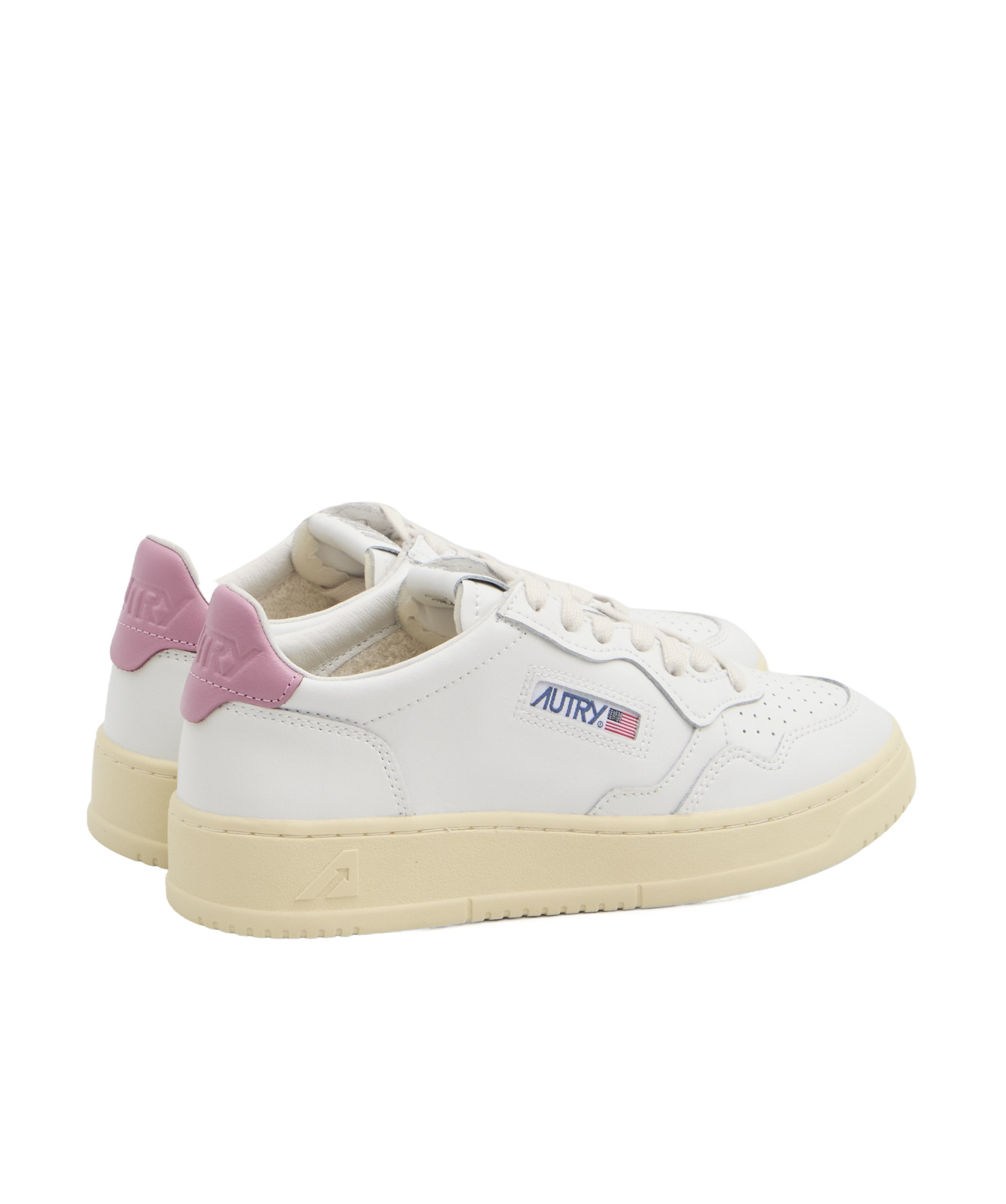 Autry Low Top Leather Sneakers With Pink Detail