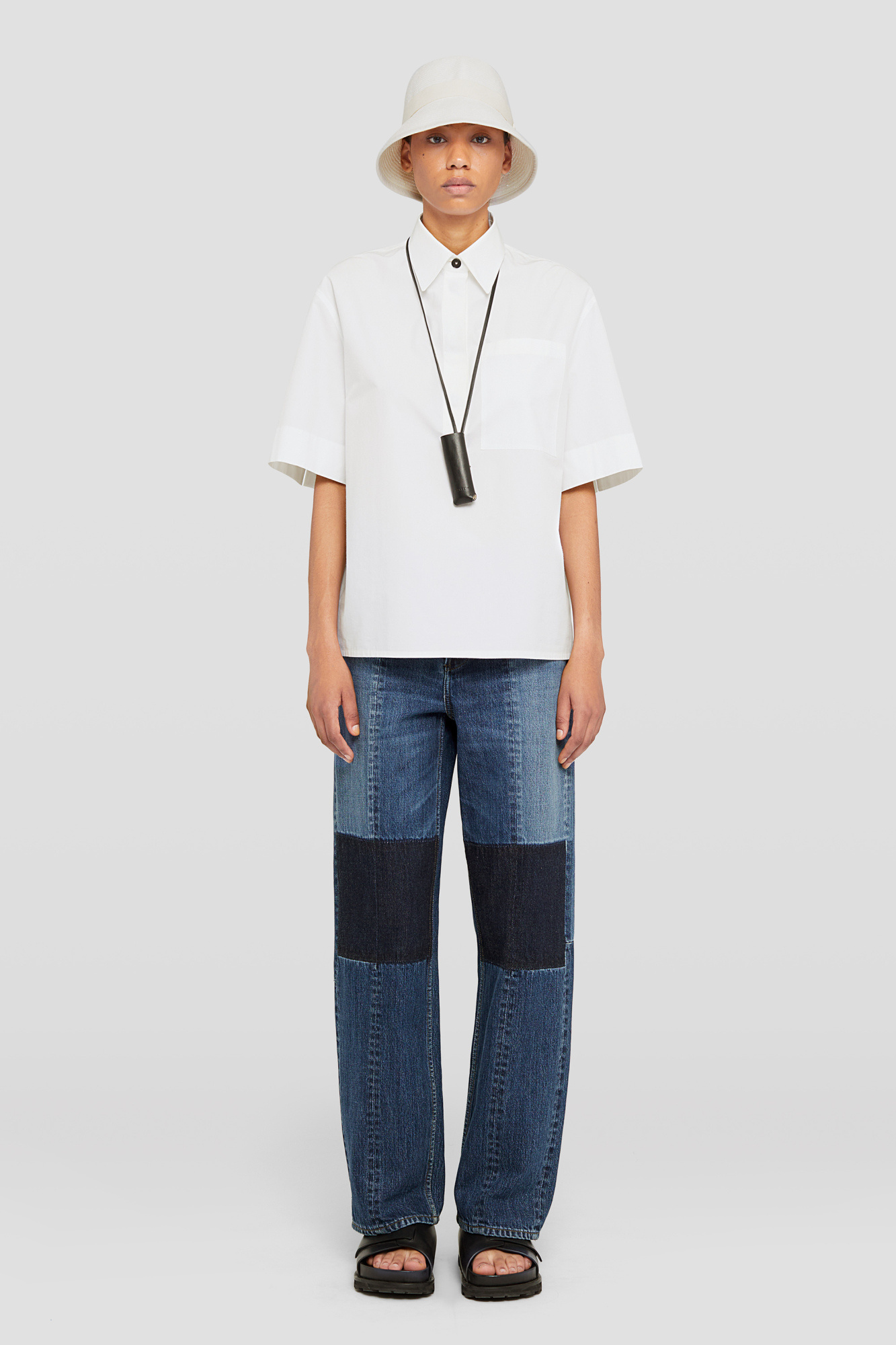 Jil Sander Straight-leg Cotton Trousers In Blue