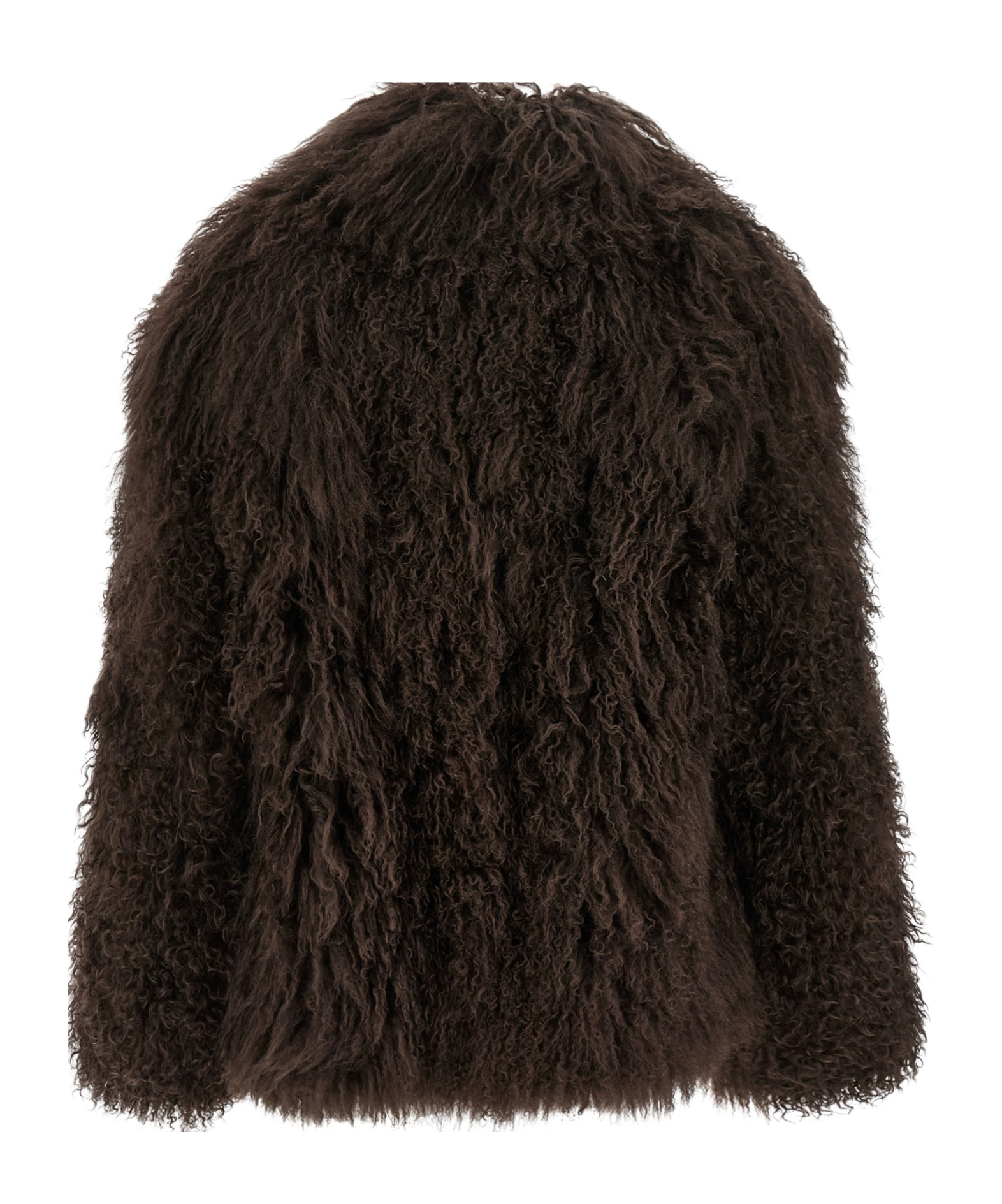 Yves Salomon Luxurious Long Faux Fur Jacket In Brown