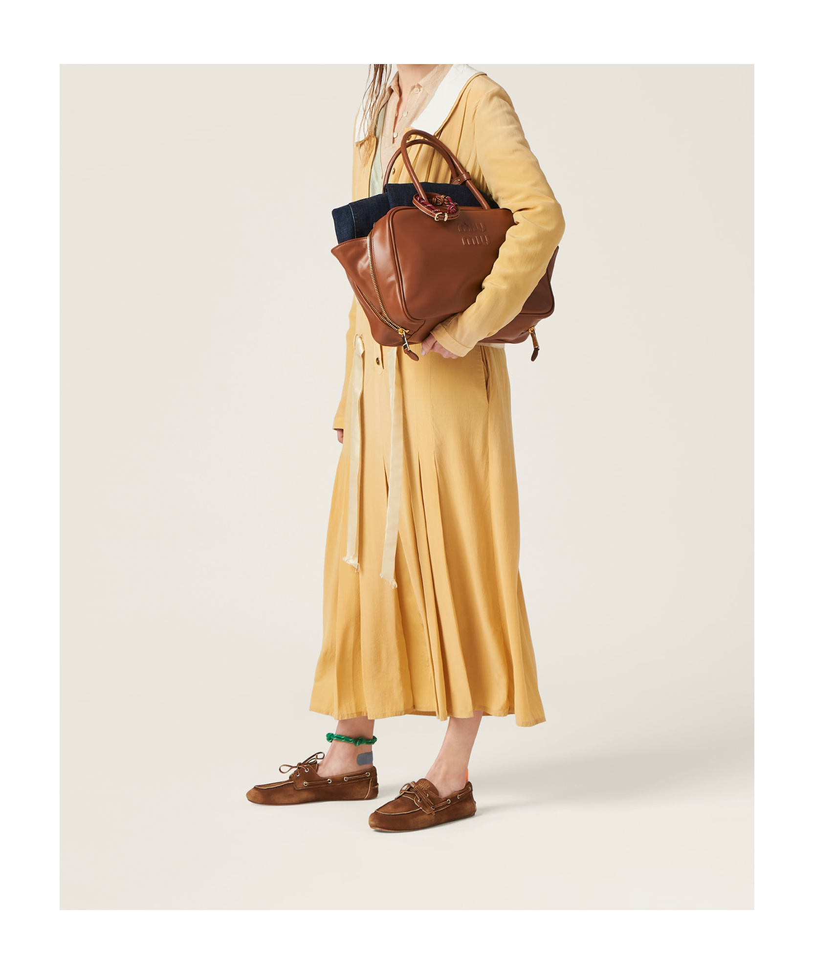 Miu Miu Logo Pattern Shoulder Bag In Brown