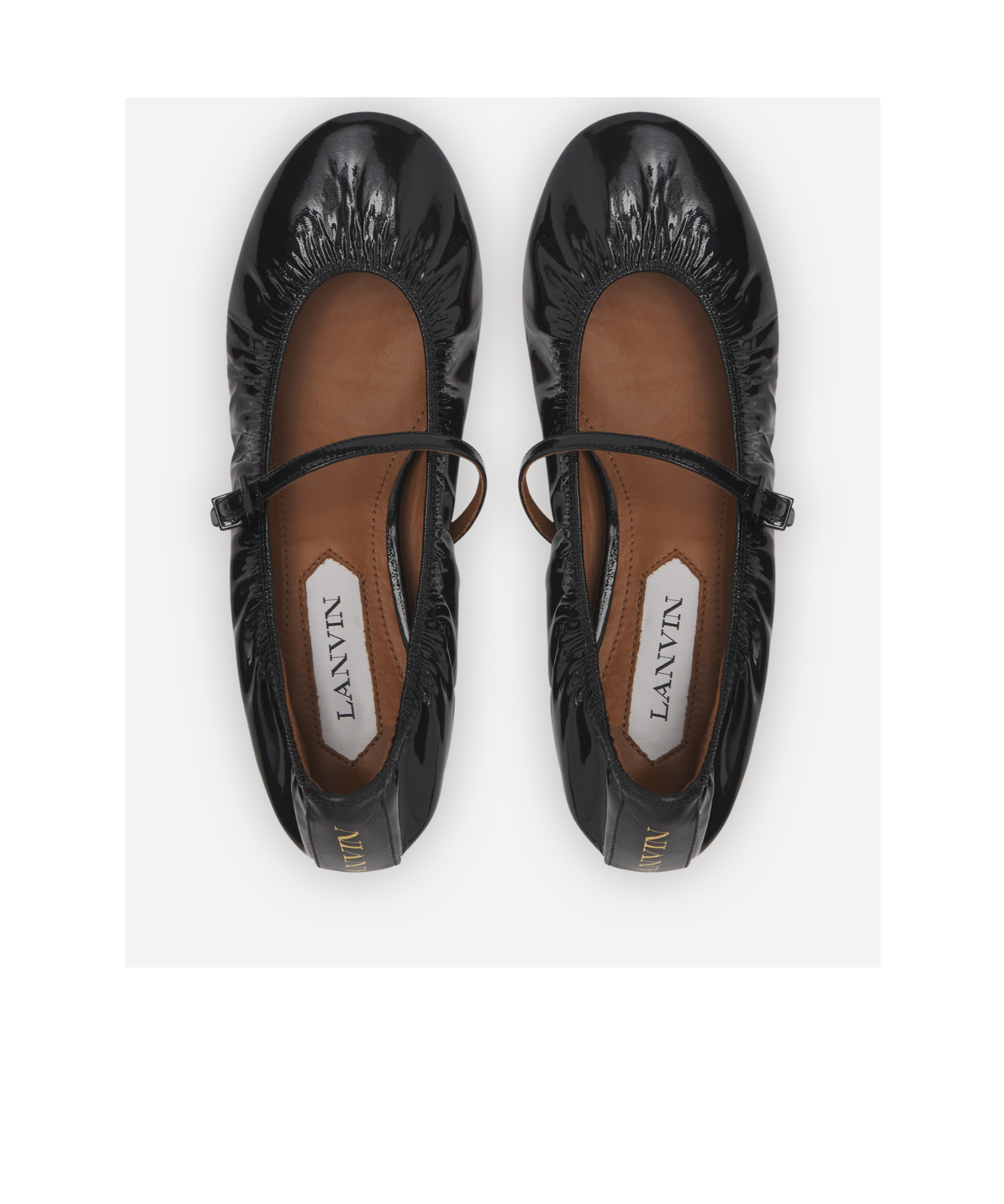 Lanvin Leather Mary Jane Ballerina Shoes In Black
