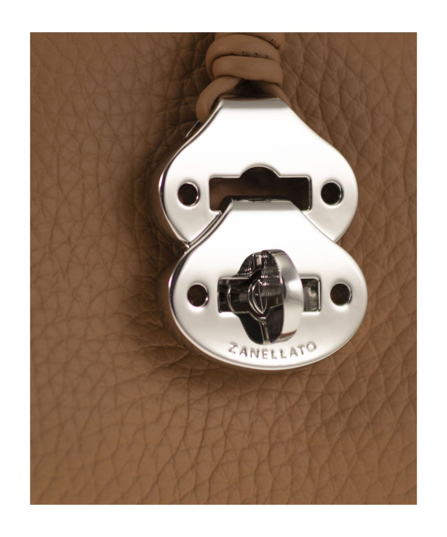 Zanellato Textured Leather Shoulder Bag With Distinctive Clasp In Brown