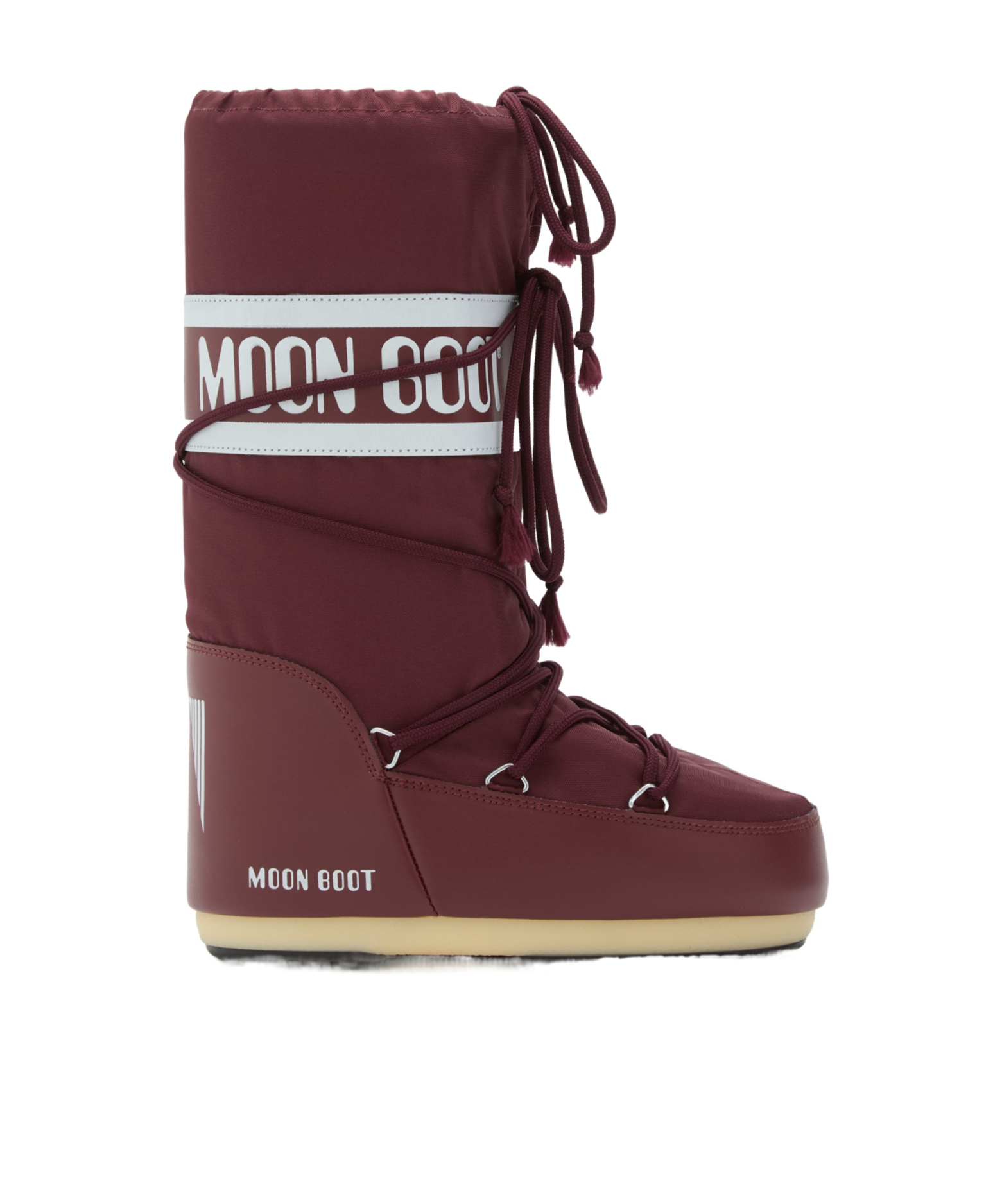 Moon Boot Logo-band Lace-up Boots In Burgundy