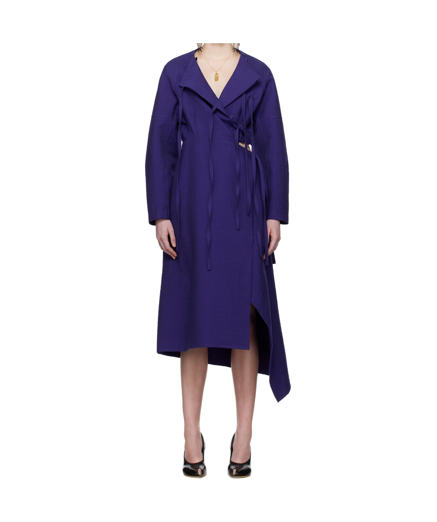 Tory Burch Purple Cotton Wrap Midi Dress