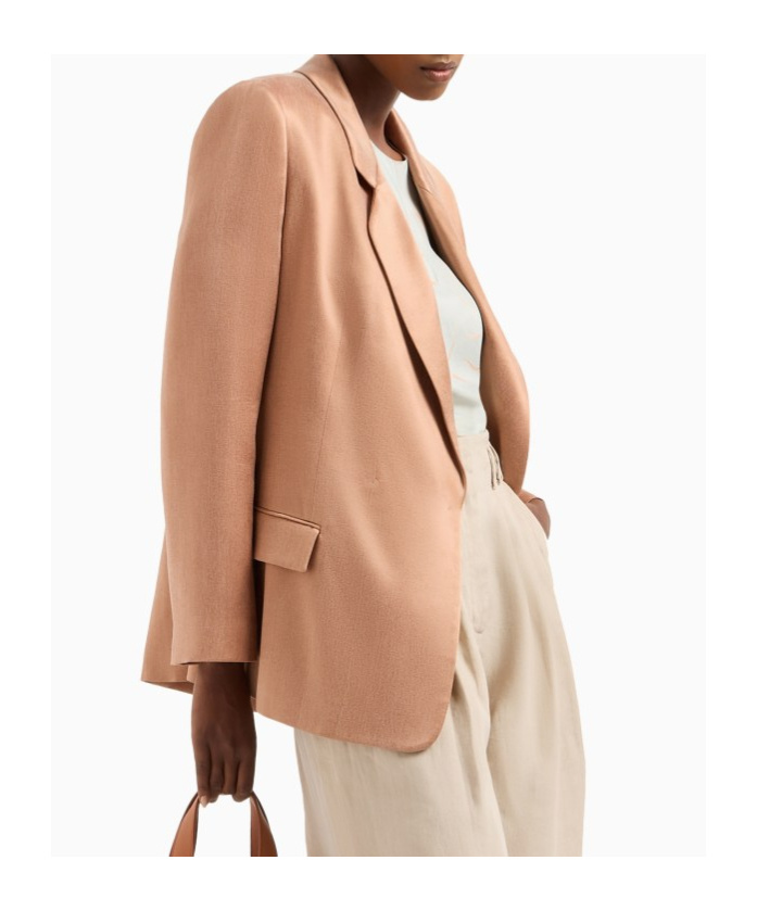 Giorgio Armani Women Double-breasted Satin Blazer In Nude